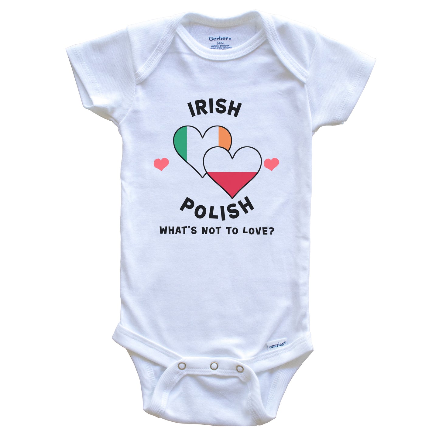 Irish Polish What's Not To Love Heart Flags Baby Bodysuit