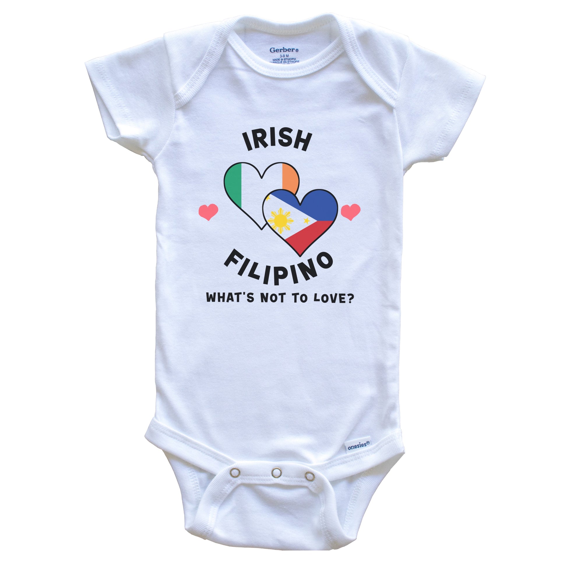 Irish Filipino What's Not To Love Heart Flags Baby Bodysuit