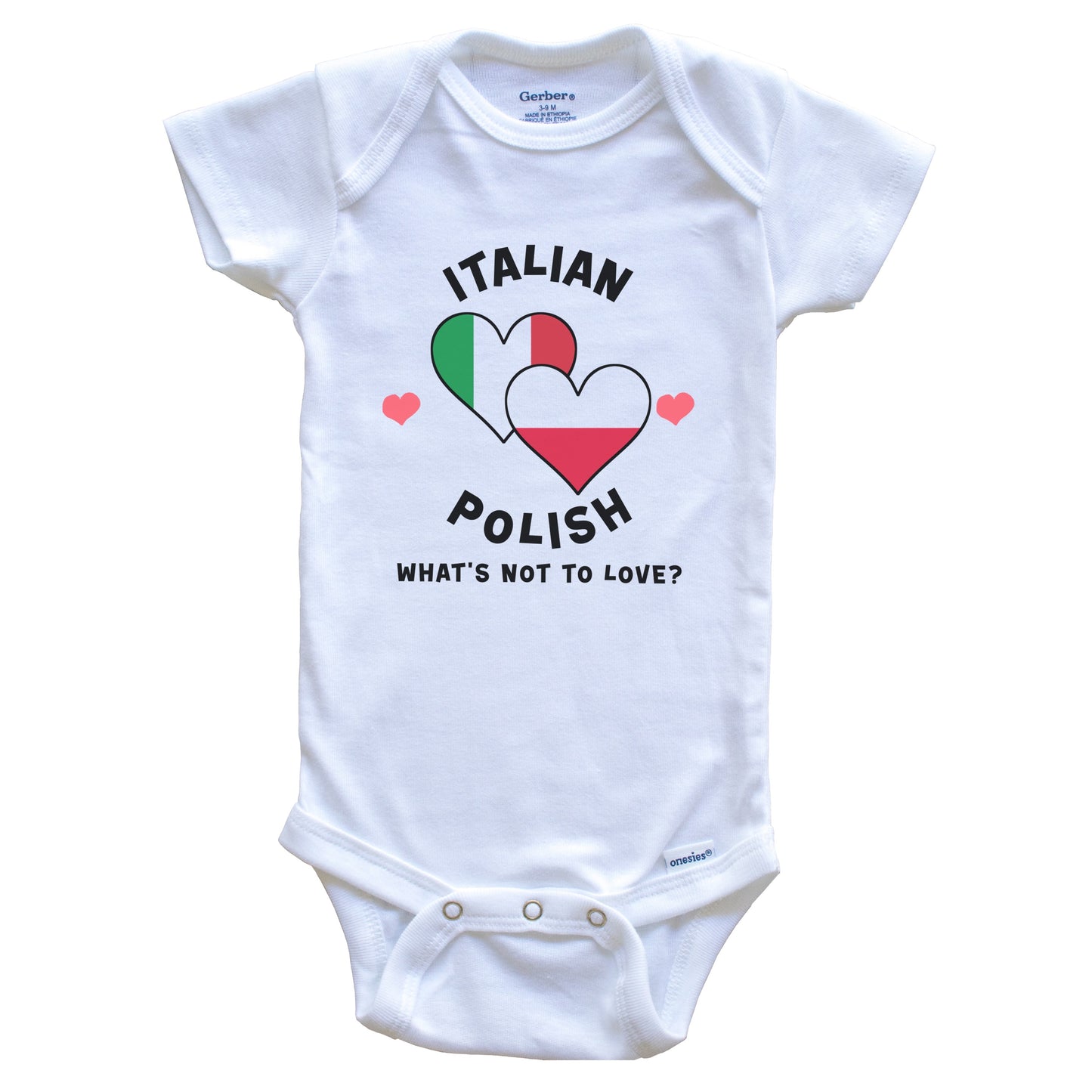 Italian Polish What's Not To Love Heart Flags Baby Bodysuit