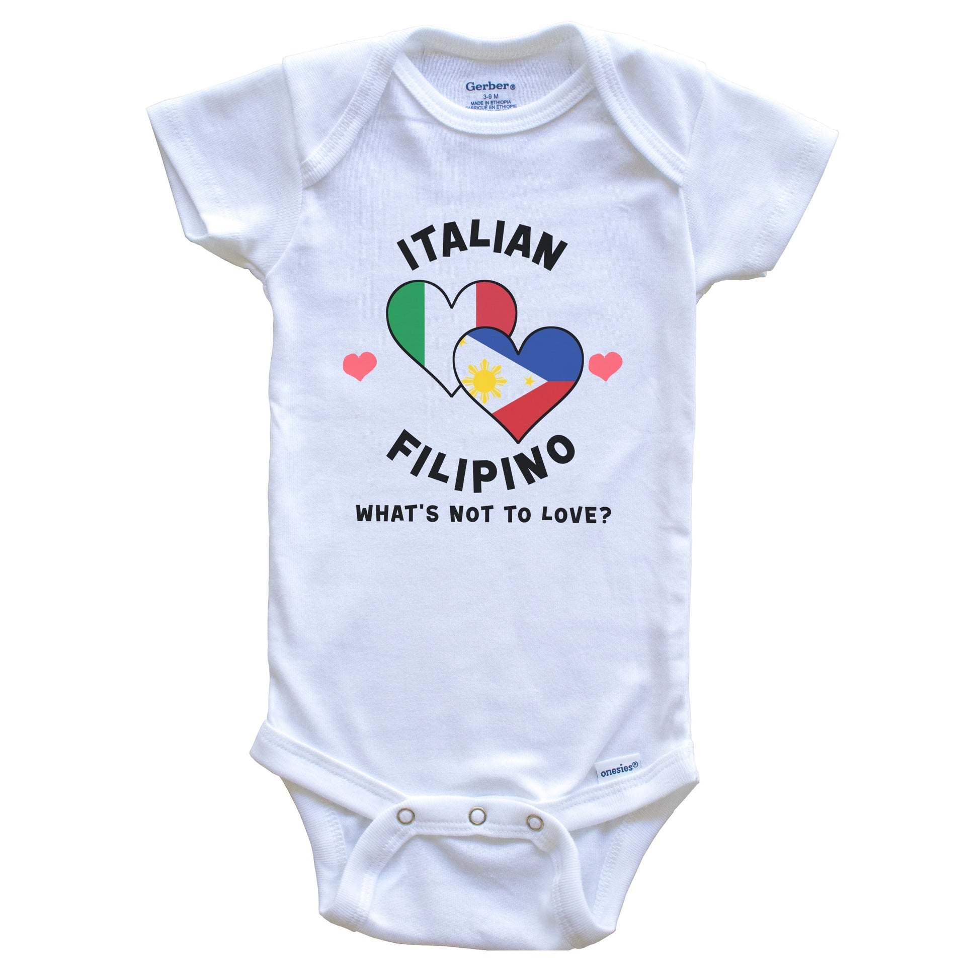 Italian Filipino What's Not To Love Heart Flags Baby Bodysuit