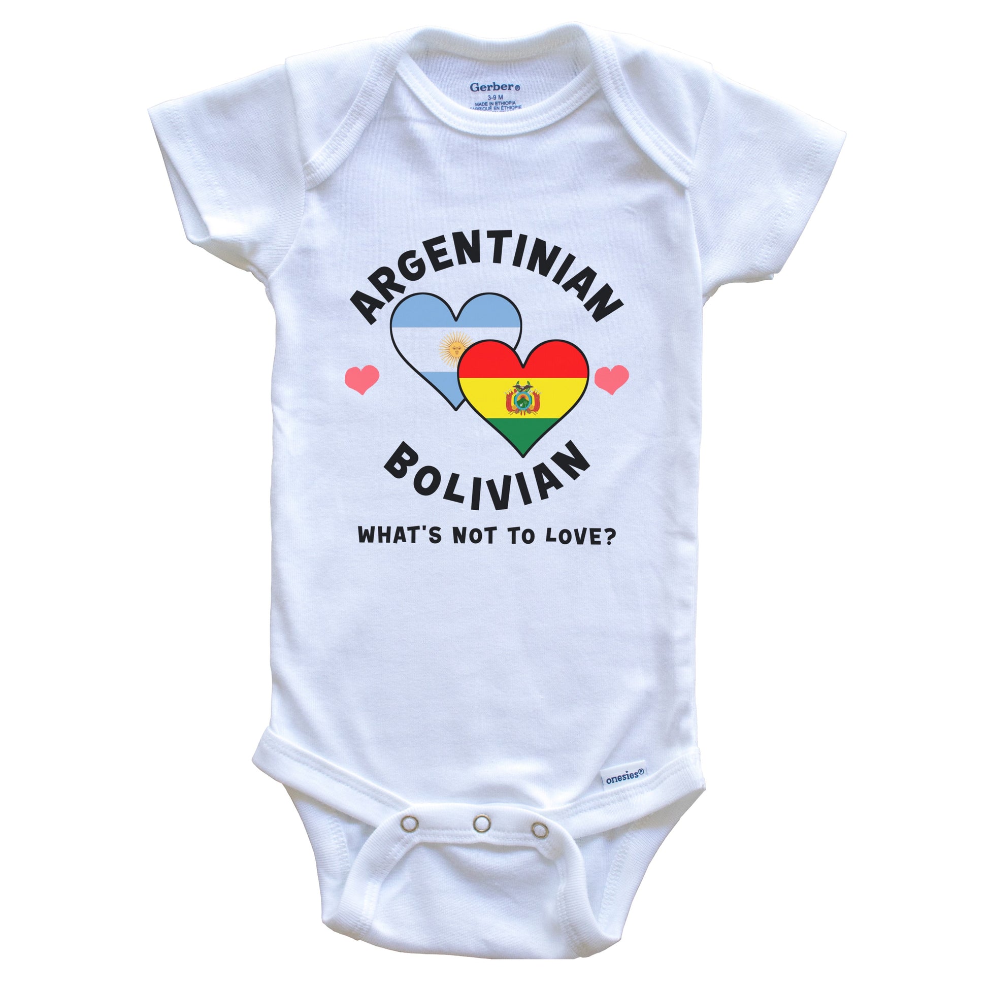 Argentinian Bolivian What's Not To Love Heart Flags Baby Bodysuit