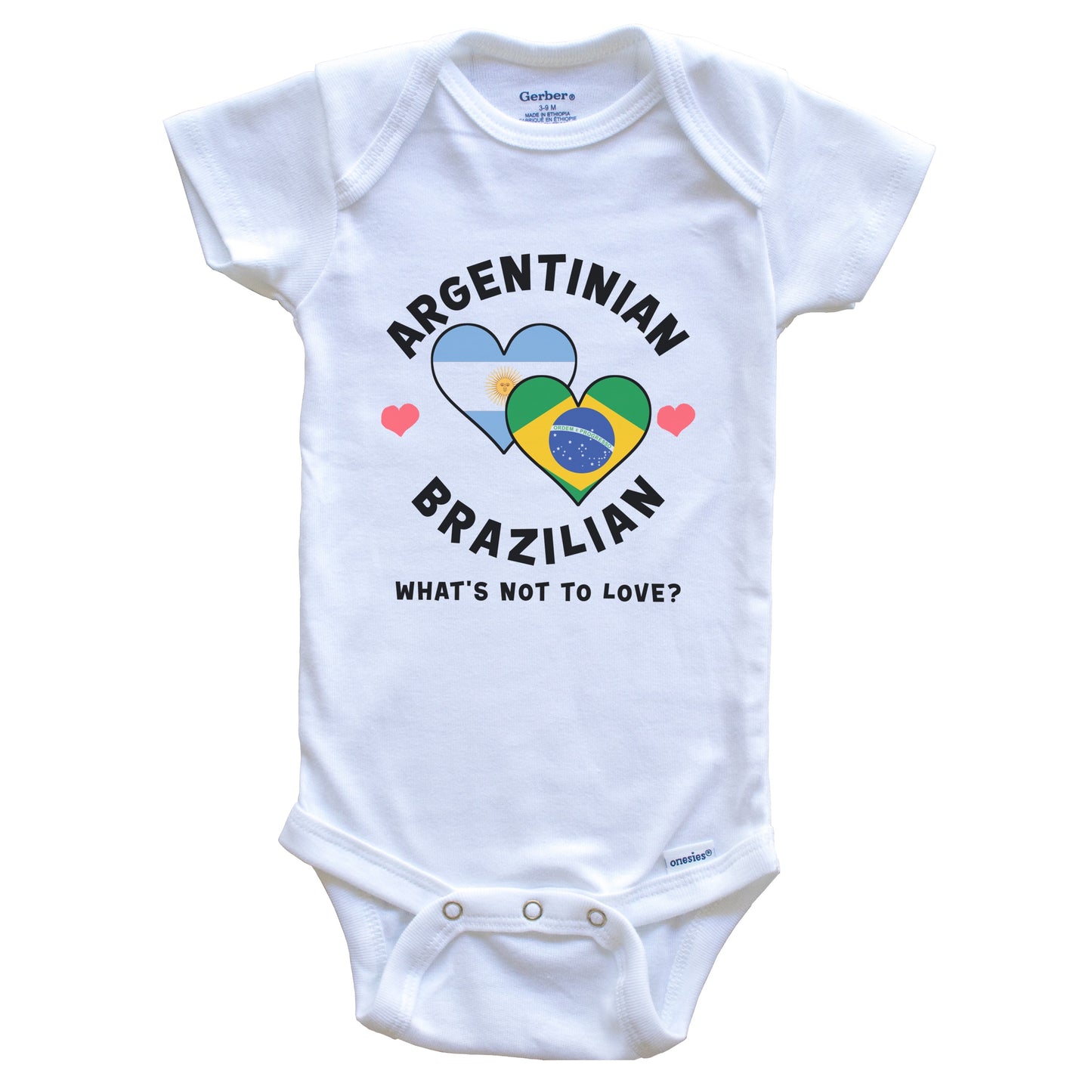 Argentinian Brazilian What's Not To Love Heart Flags Baby Bodysuit