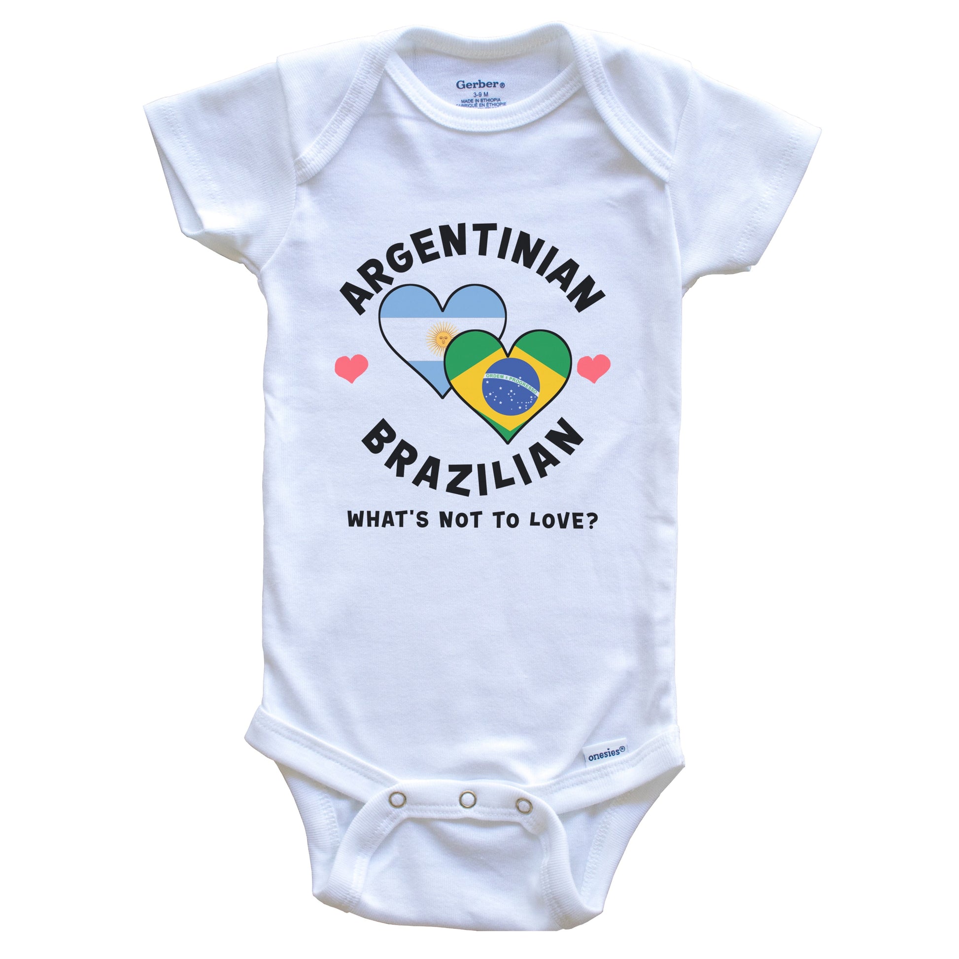 Argentinian Brazilian What's Not To Love Heart Flags Baby Bodysuit