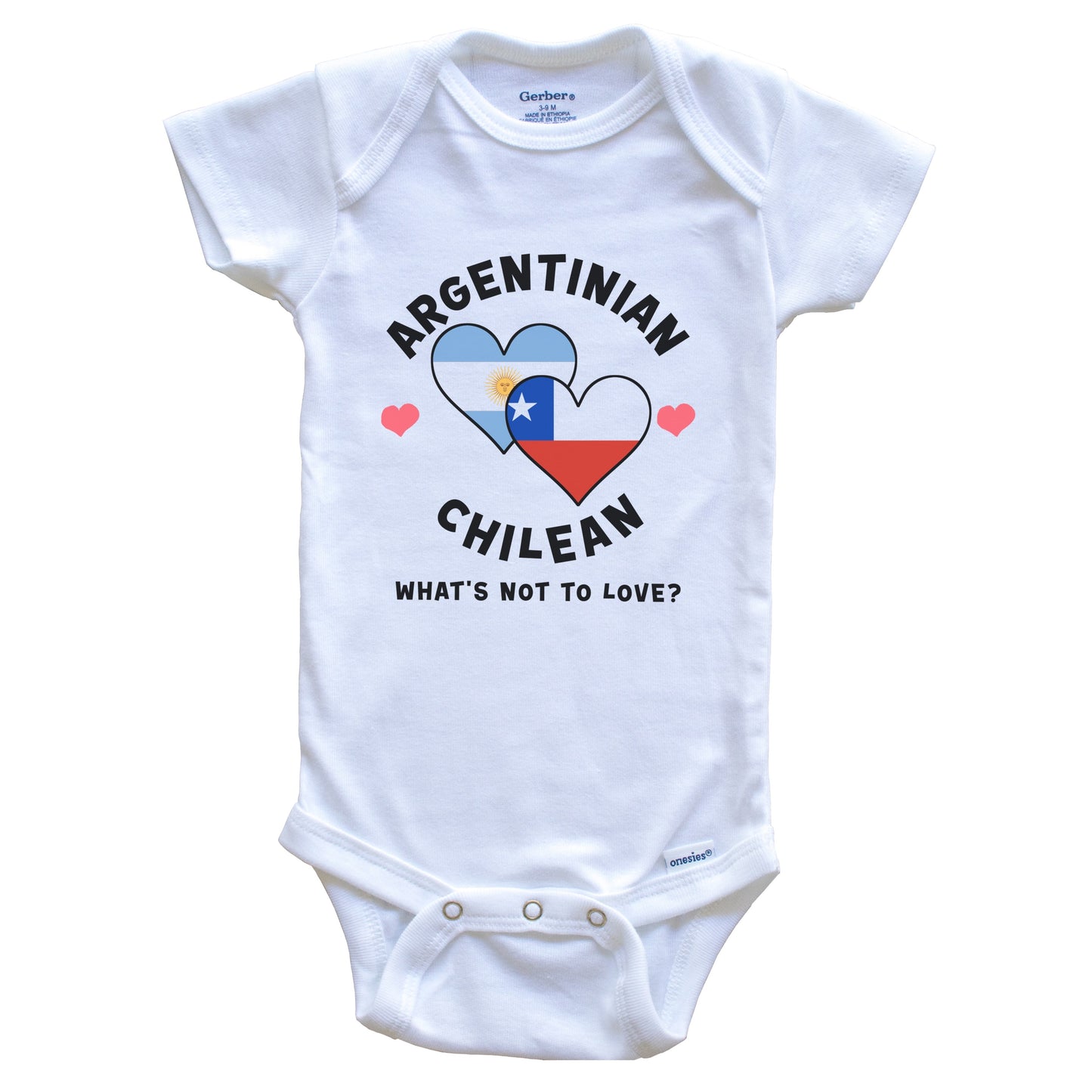 Argentinian Chilean What's Not To Love Heart Flags Baby Bodysuit