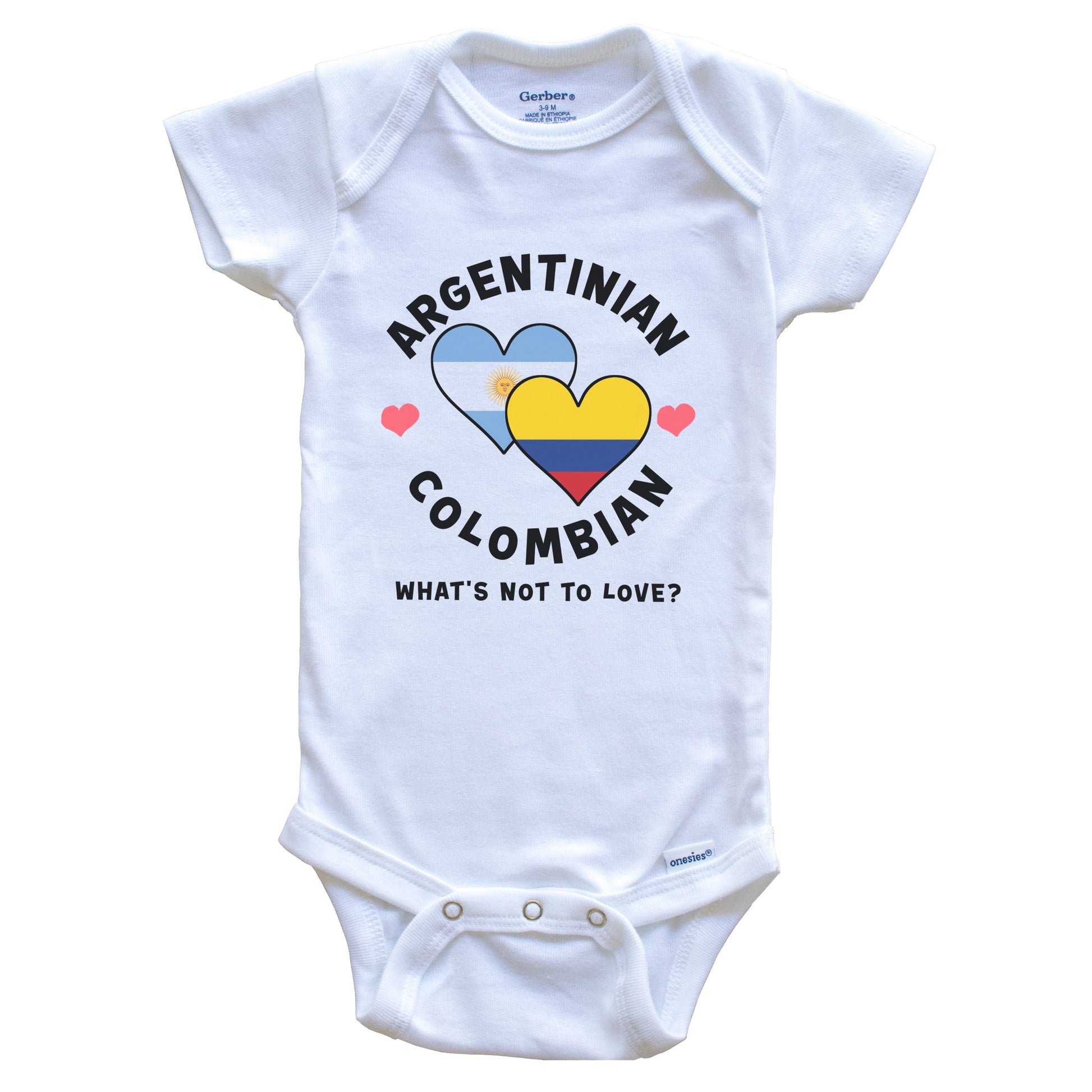 Argentinian Colombian What's Not To Love Heart Flags Baby Bodysuit