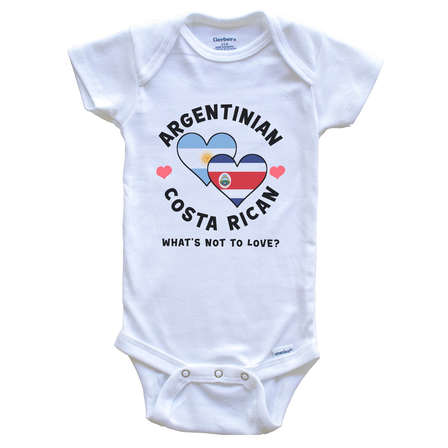 Argentinian Costa Rican What's Not To Love Heart Flags Baby Bodysuit