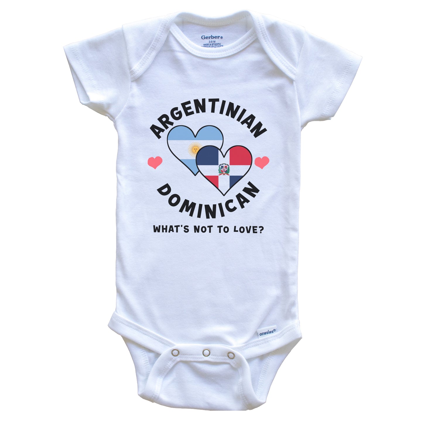 Argentinian Dominican What's Not To Love Heart Flags Baby Bodysuit