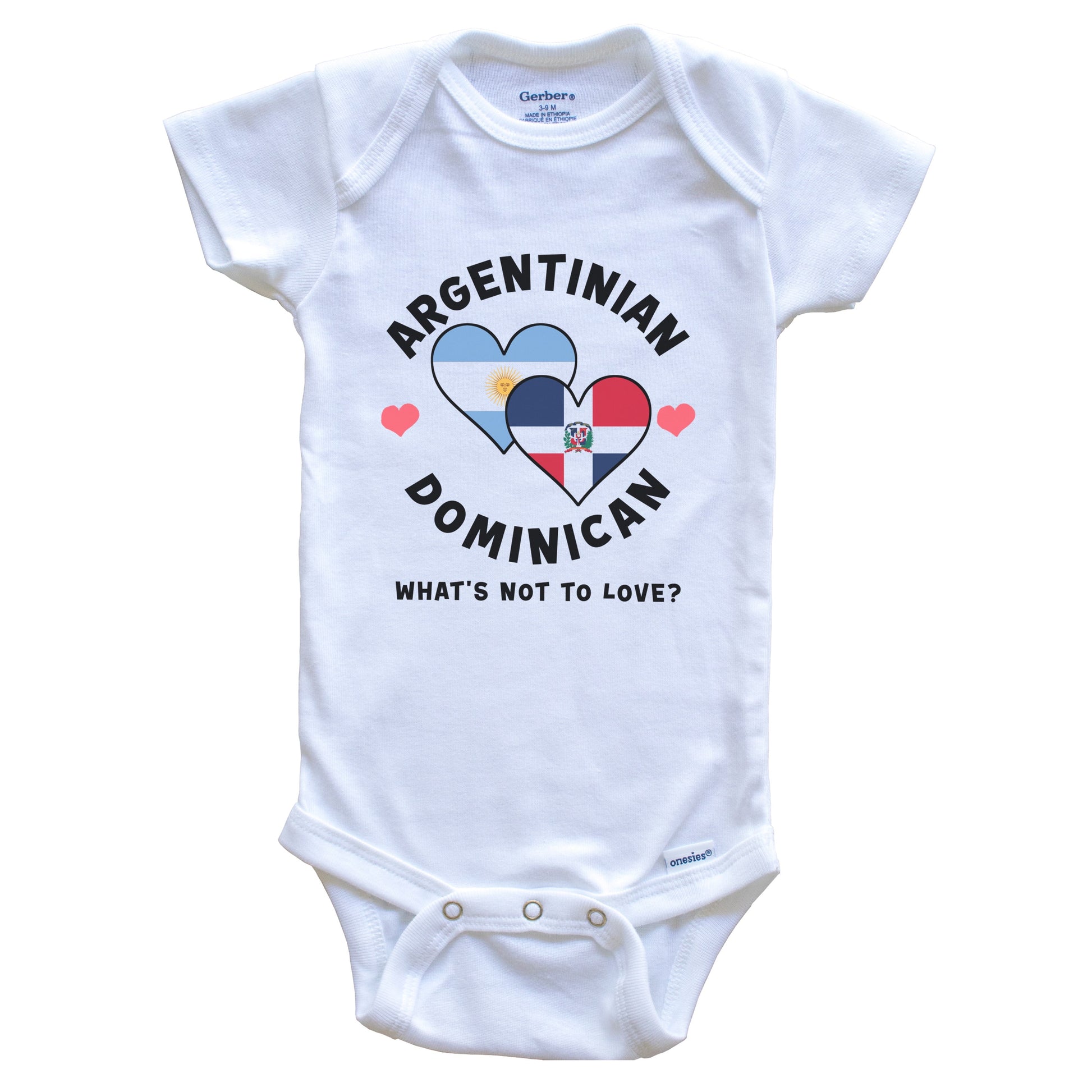 Argentinian Dominican What's Not To Love Heart Flags Baby Bodysuit