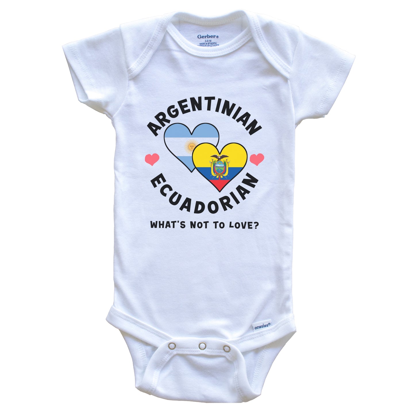 Argentinian Ecuadorian What's Not To Love Heart Flags Baby Bodysuit