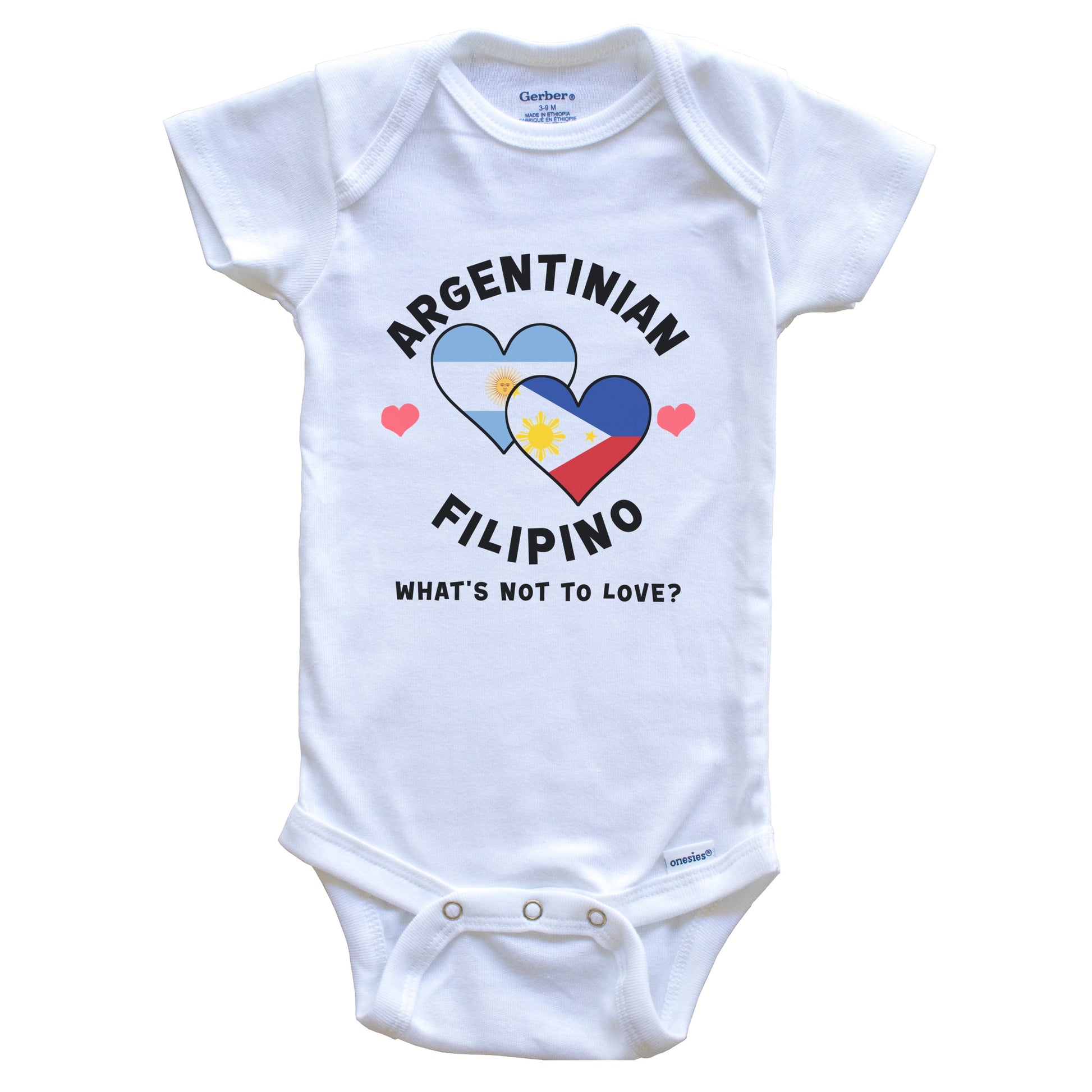 Argentinian Filipino What's Not To Love Heart Flags Baby Bodysuit