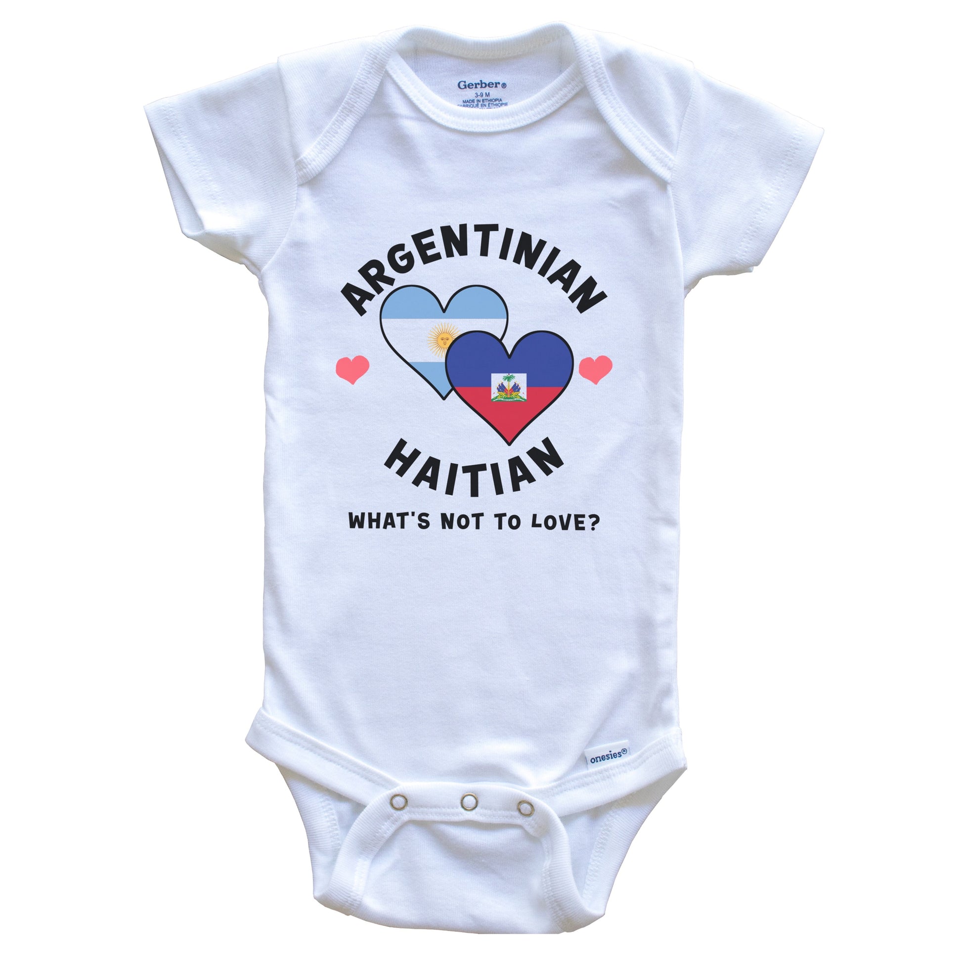 Argentinian Haitian What's Not To Love Heart Flags Baby Bodysuit