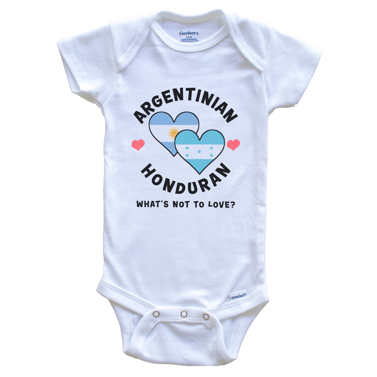 Argentinian Honduran What's Not To Love Heart Flags Baby Bodysuit