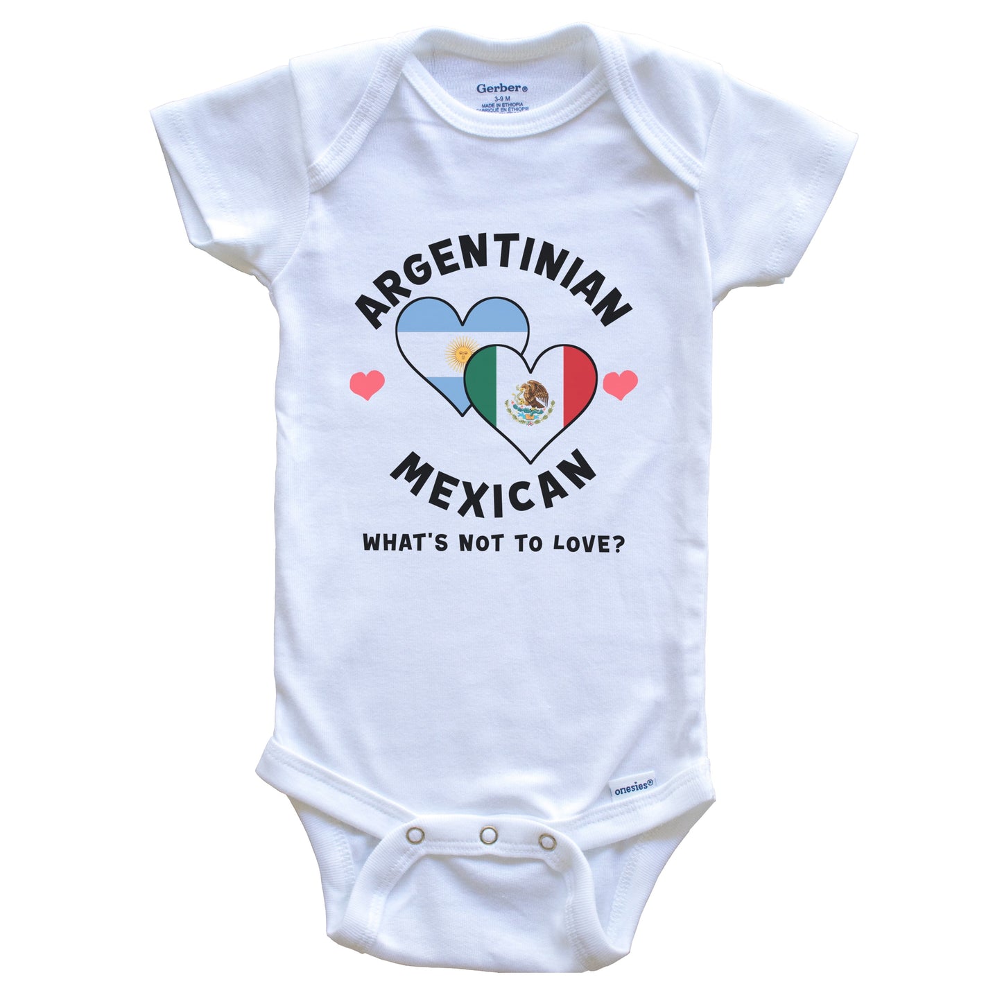 Argentinian Mexican What's Not To Love Heart Flags Baby Bodysuit