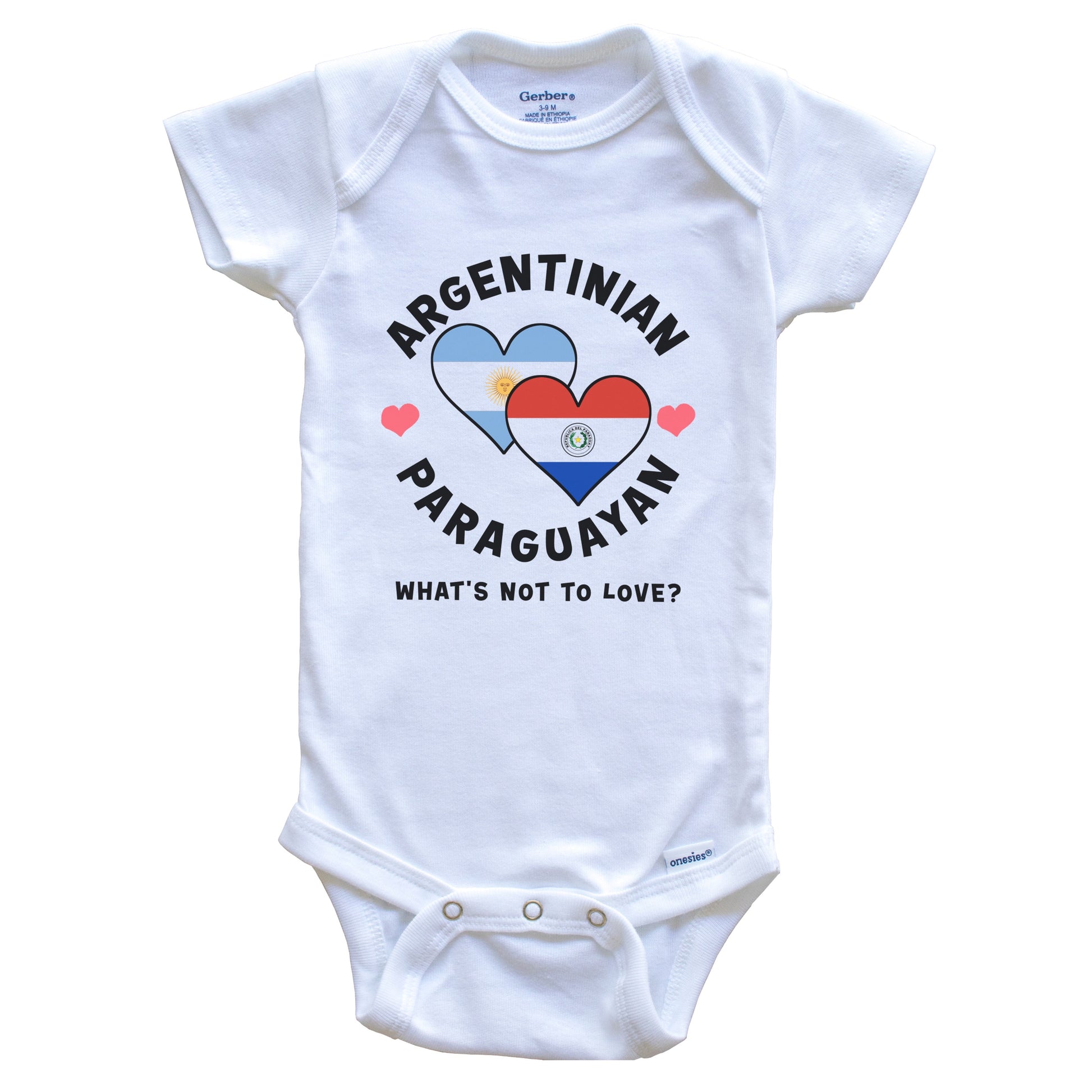 Argentinian Paraguayan What's Not To Love Heart Flags Baby Bodysuit