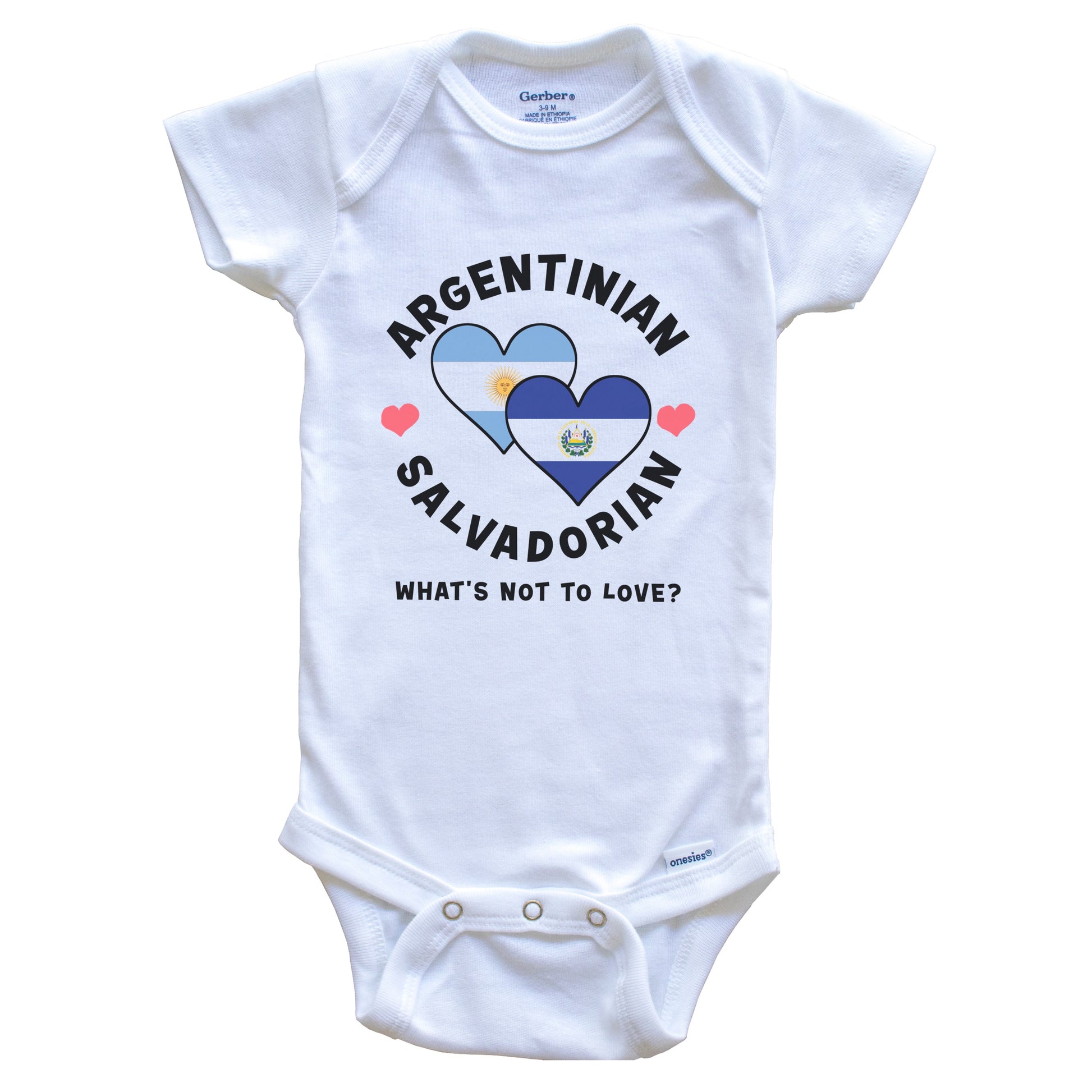 Argentinian Salvadorian What's Not To Love Heart Flags Baby Bodysuit