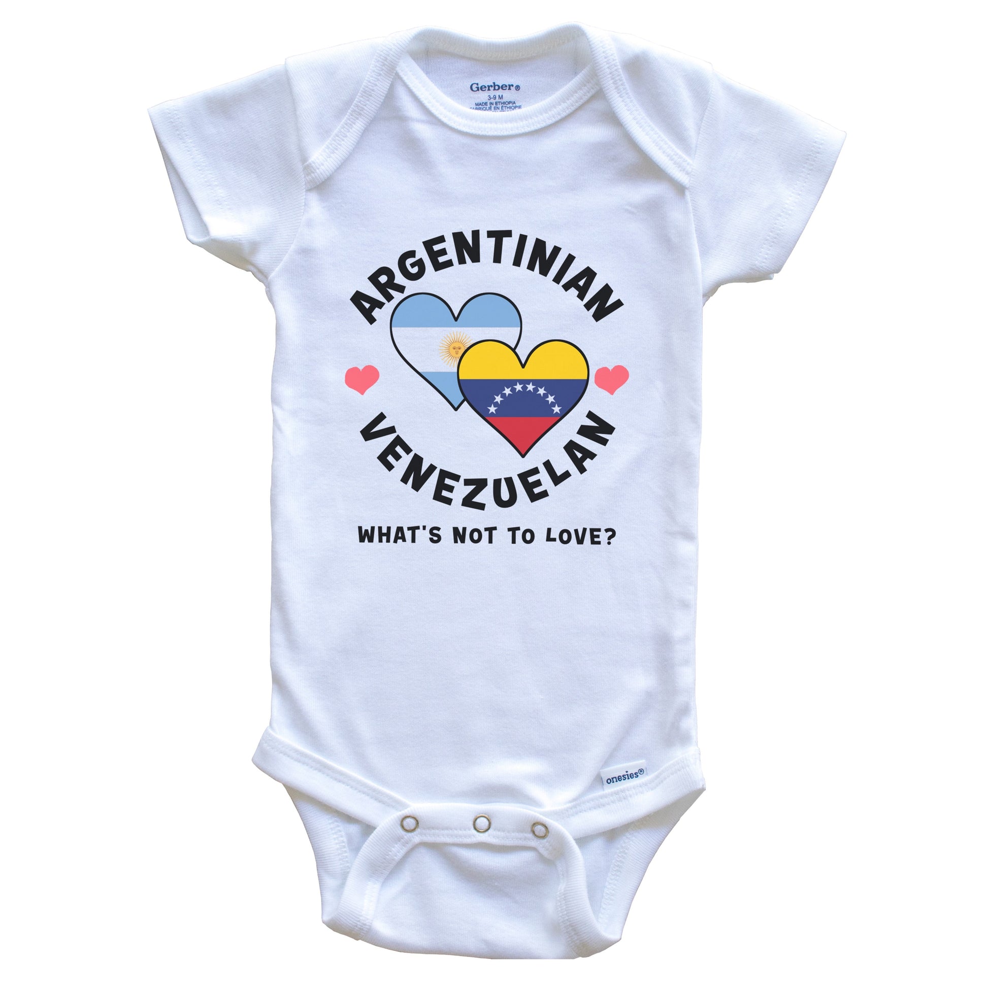 Argentinian Venezuelan What's Not To Love Heart Flags Baby Bodysuit