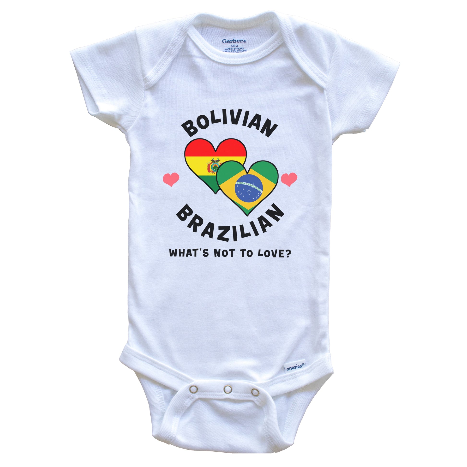 Bolivian Brazilian What's Not To Love Heart Flags Baby Bodysuit