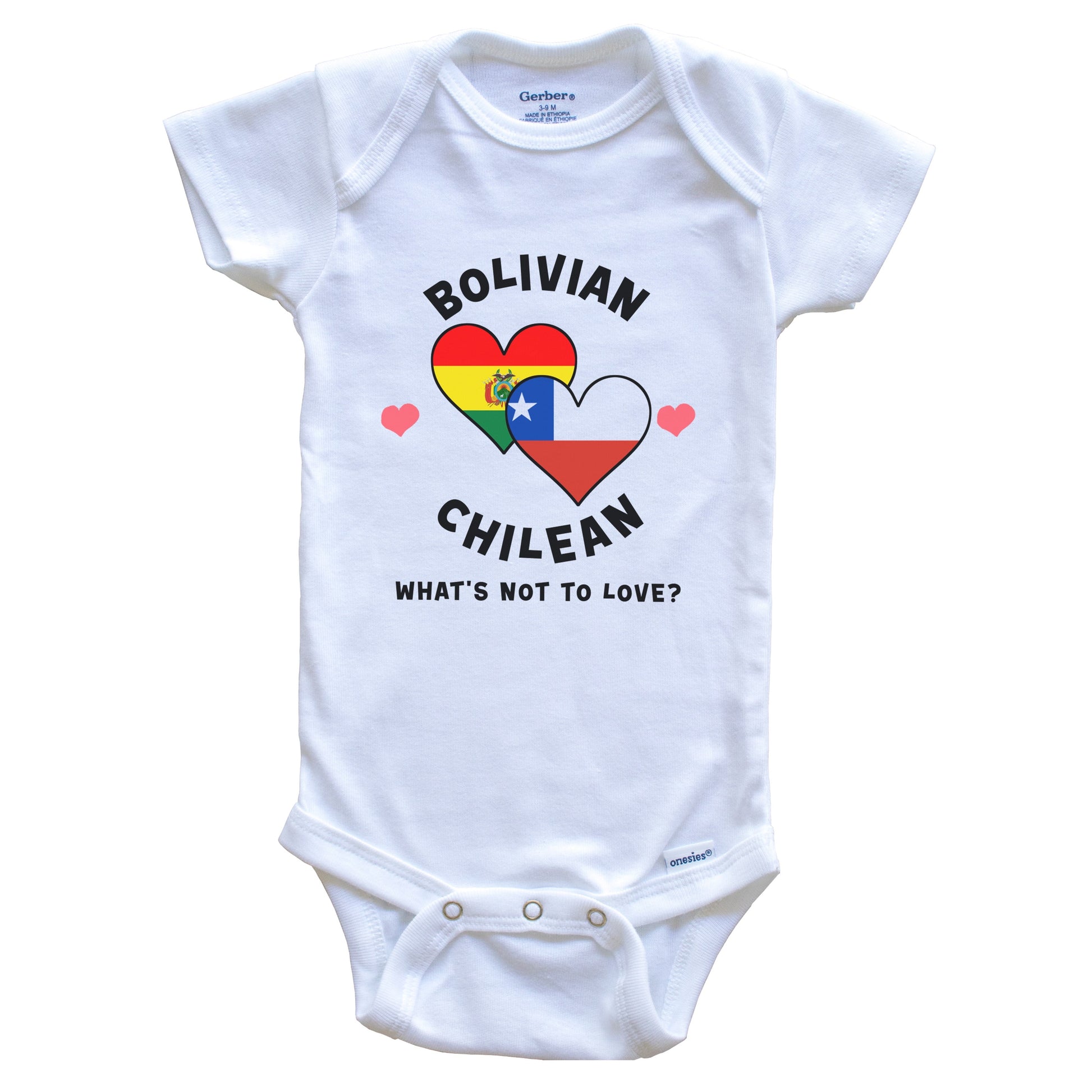 Bolivian Chilean What's Not To Love Heart Flags Baby Bodysuit