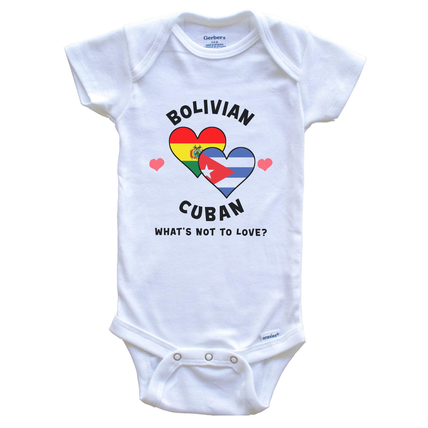 Bolivian Cuban What's Not To Love Heart Flags Baby Bodysuit