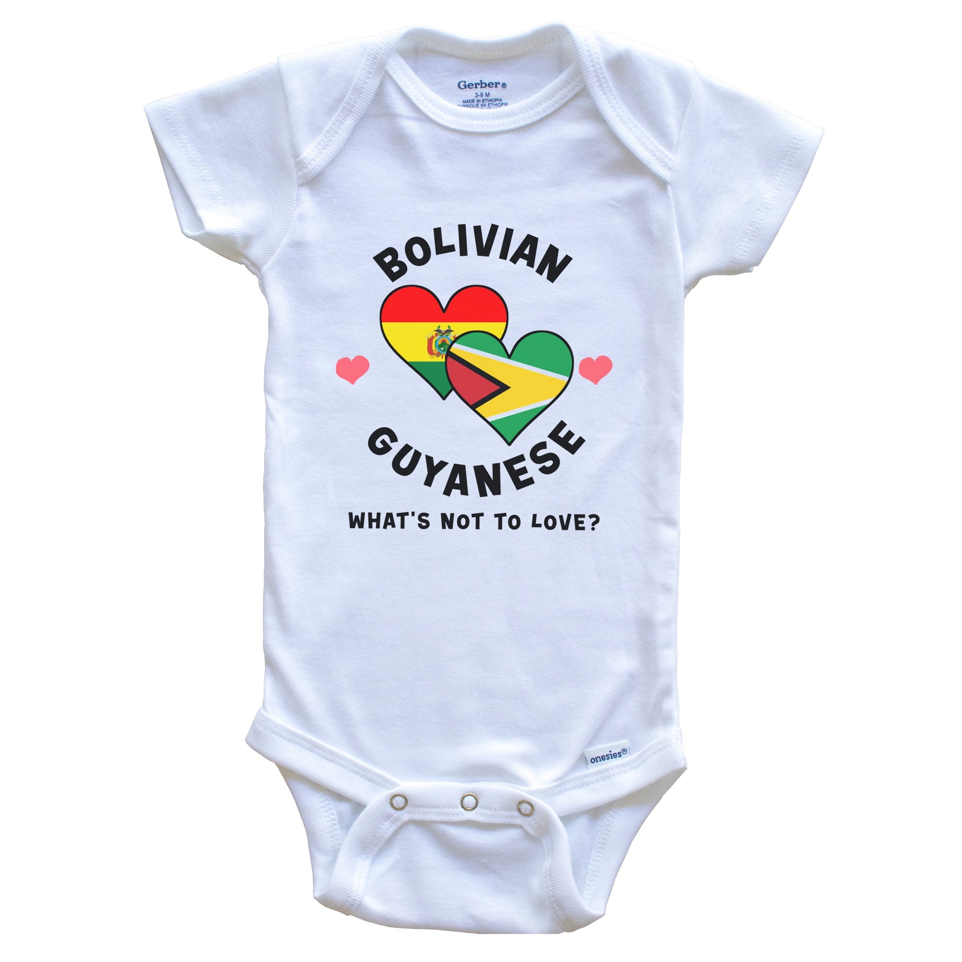 Bolivian Guyanese What's Not To Love Heart Flags Baby Bodysuit