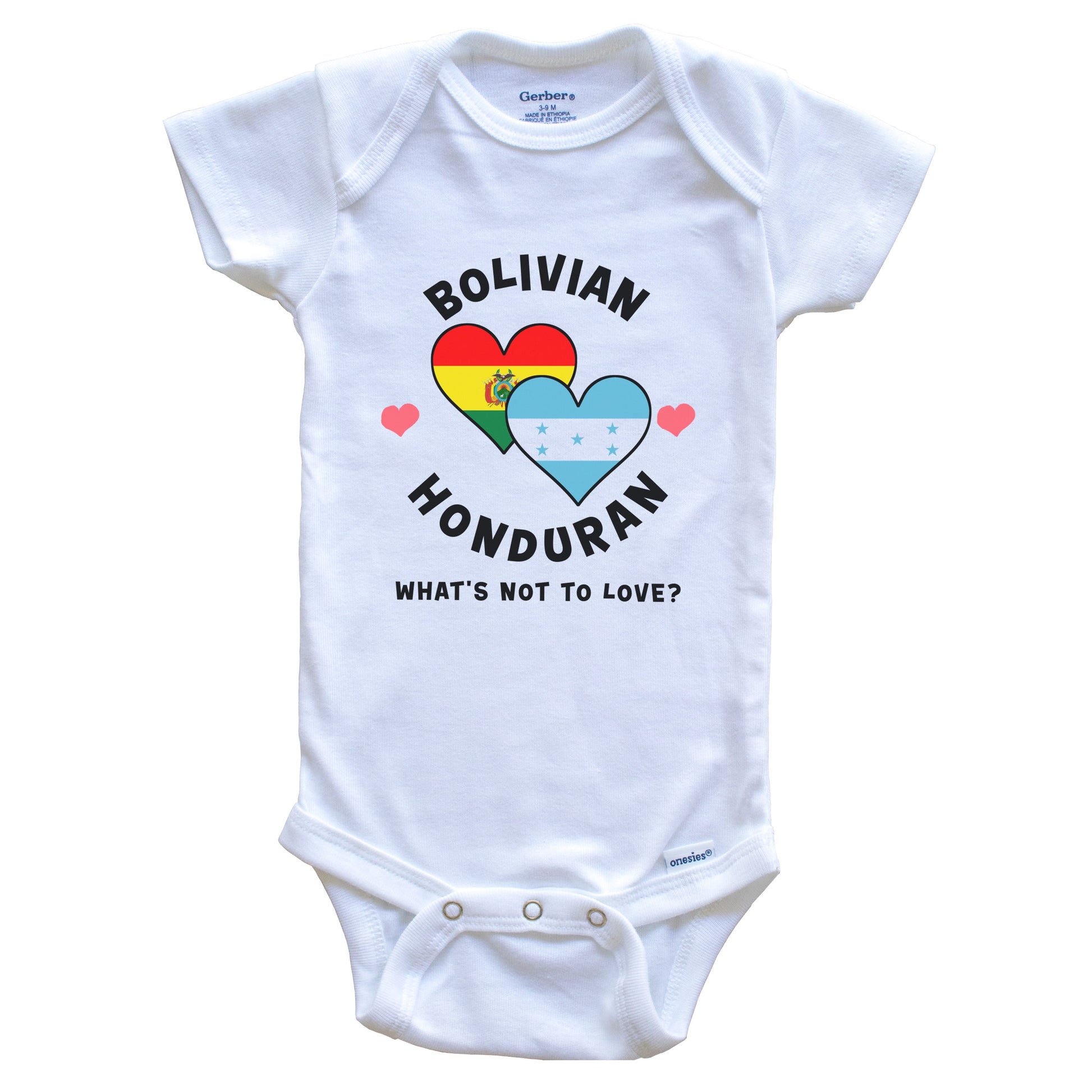 Bolivian Honduran What's Not To Love Heart Flags Baby Bodysuit