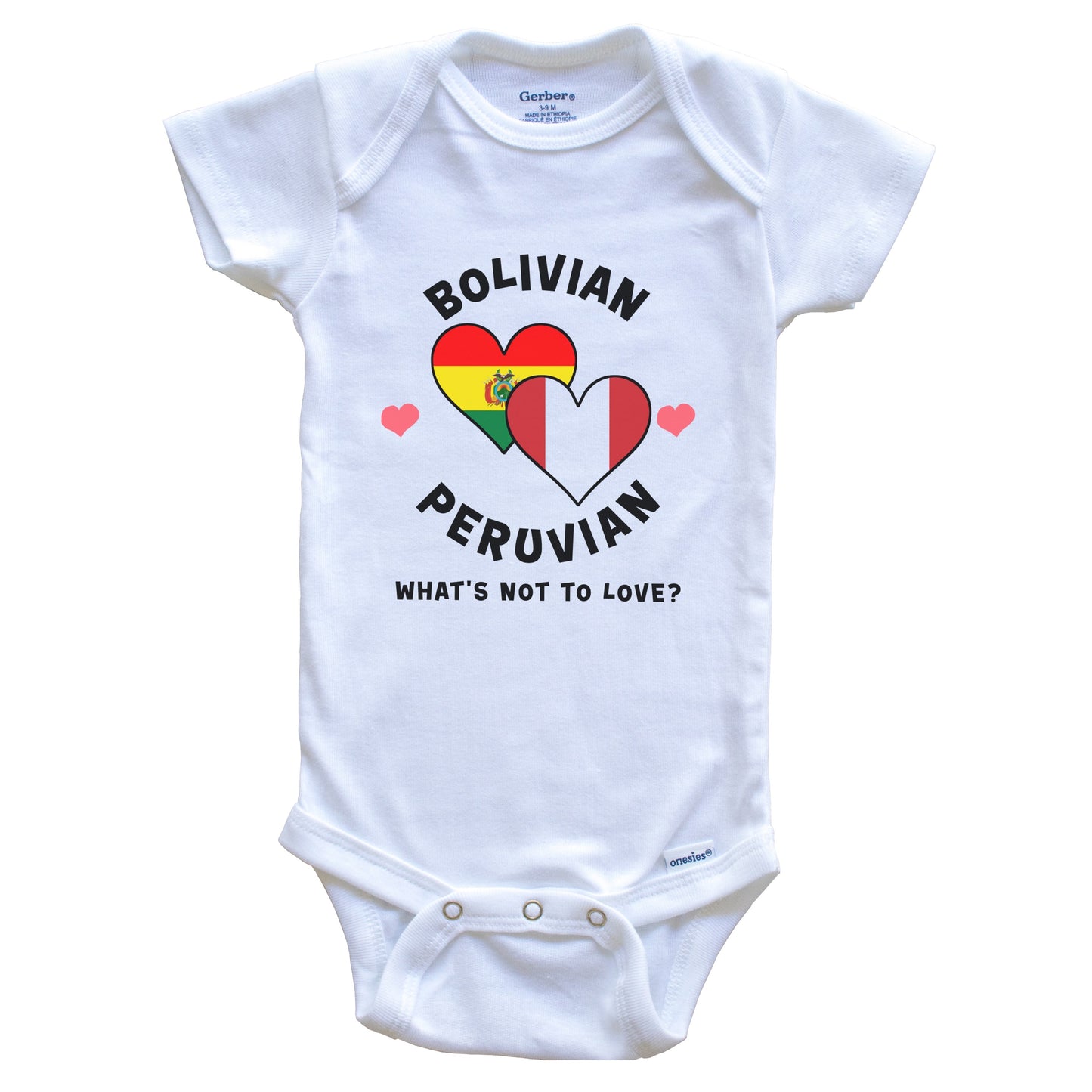 Bolivian Peruvian What's Not To Love Heart Flags Baby Bodysuit