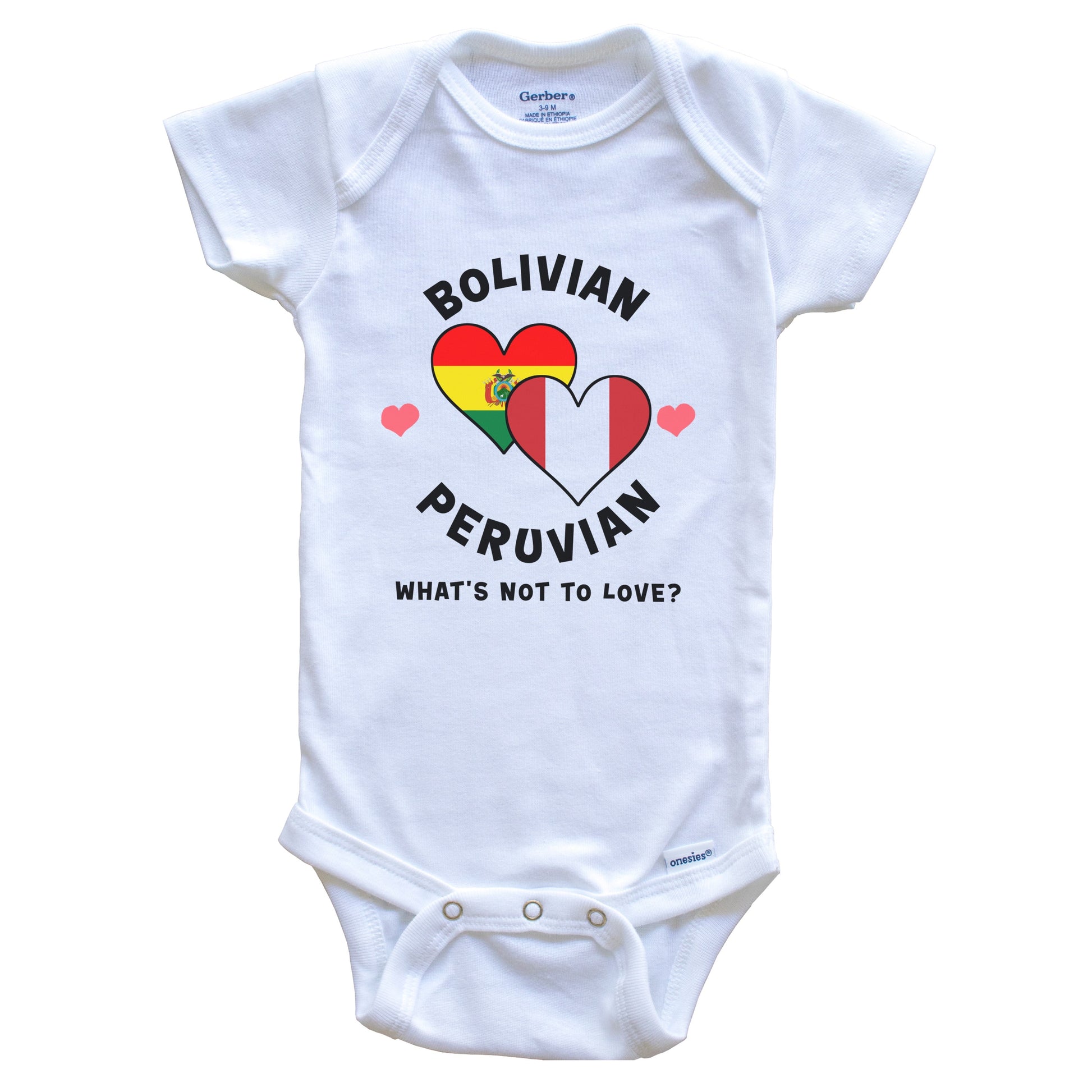 Bolivian Peruvian What's Not To Love Heart Flags Baby Bodysuit