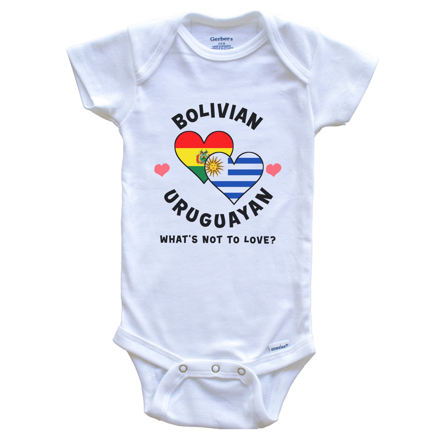 Bolivian Uruguayan What's Not To Love Heart Flags Baby Bodysuit