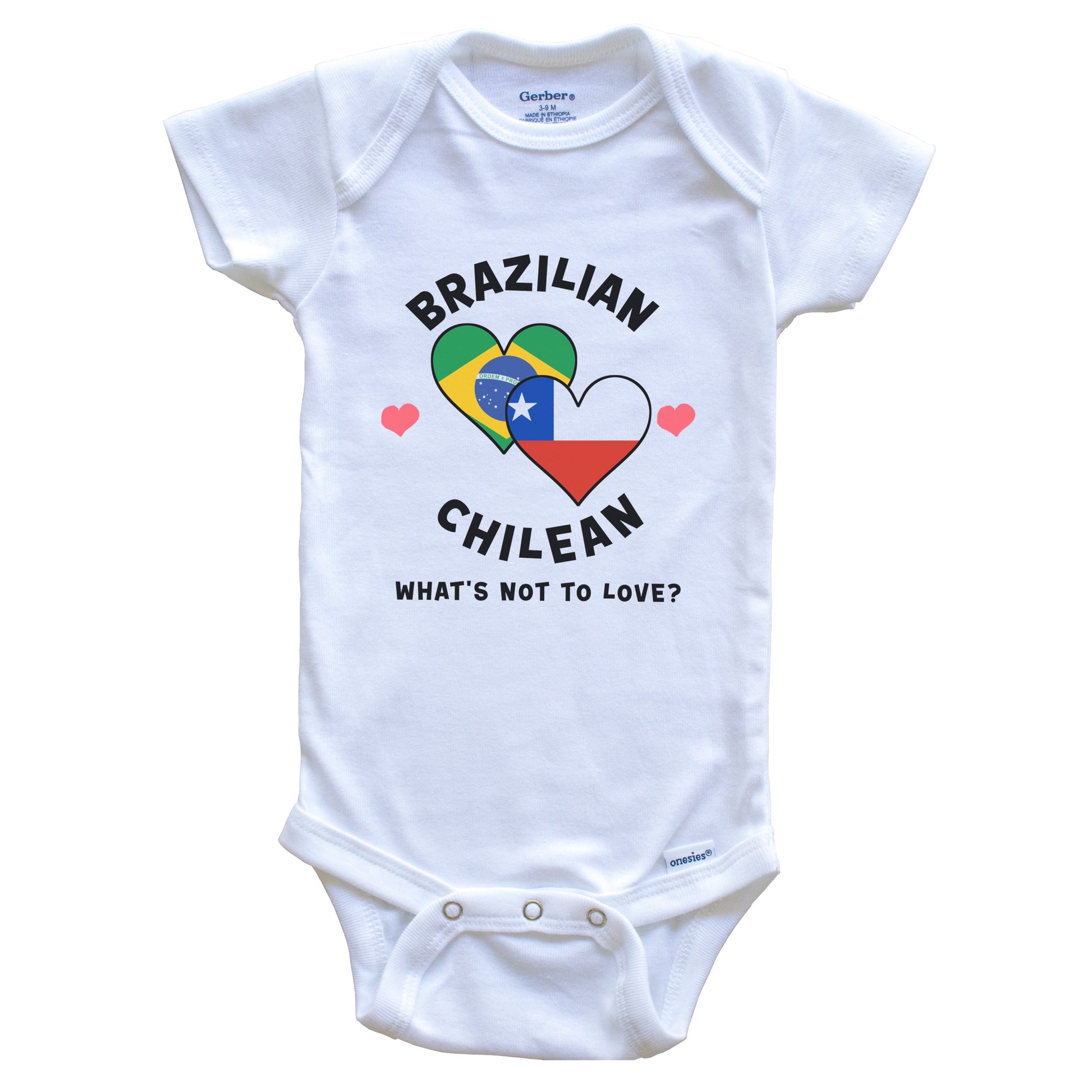 Brazilian Chilean What's Not To Love Heart Flags Baby Bodysuit