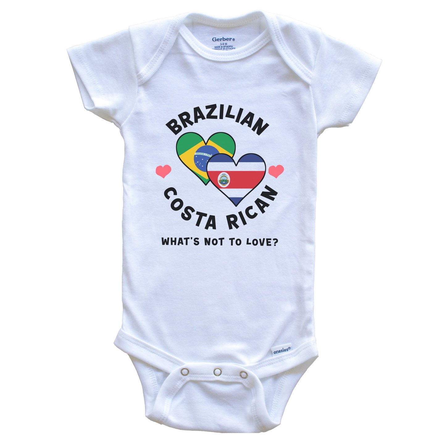 Brazilian Costa Rican What's Not To Love Heart Flags Baby Bodysuit