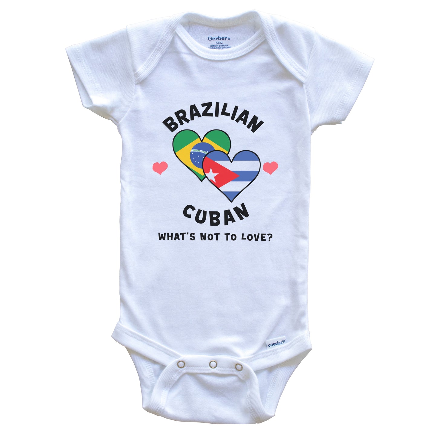 Brazilian Cuban What's Not To Love Heart Flags Baby Bodysuit