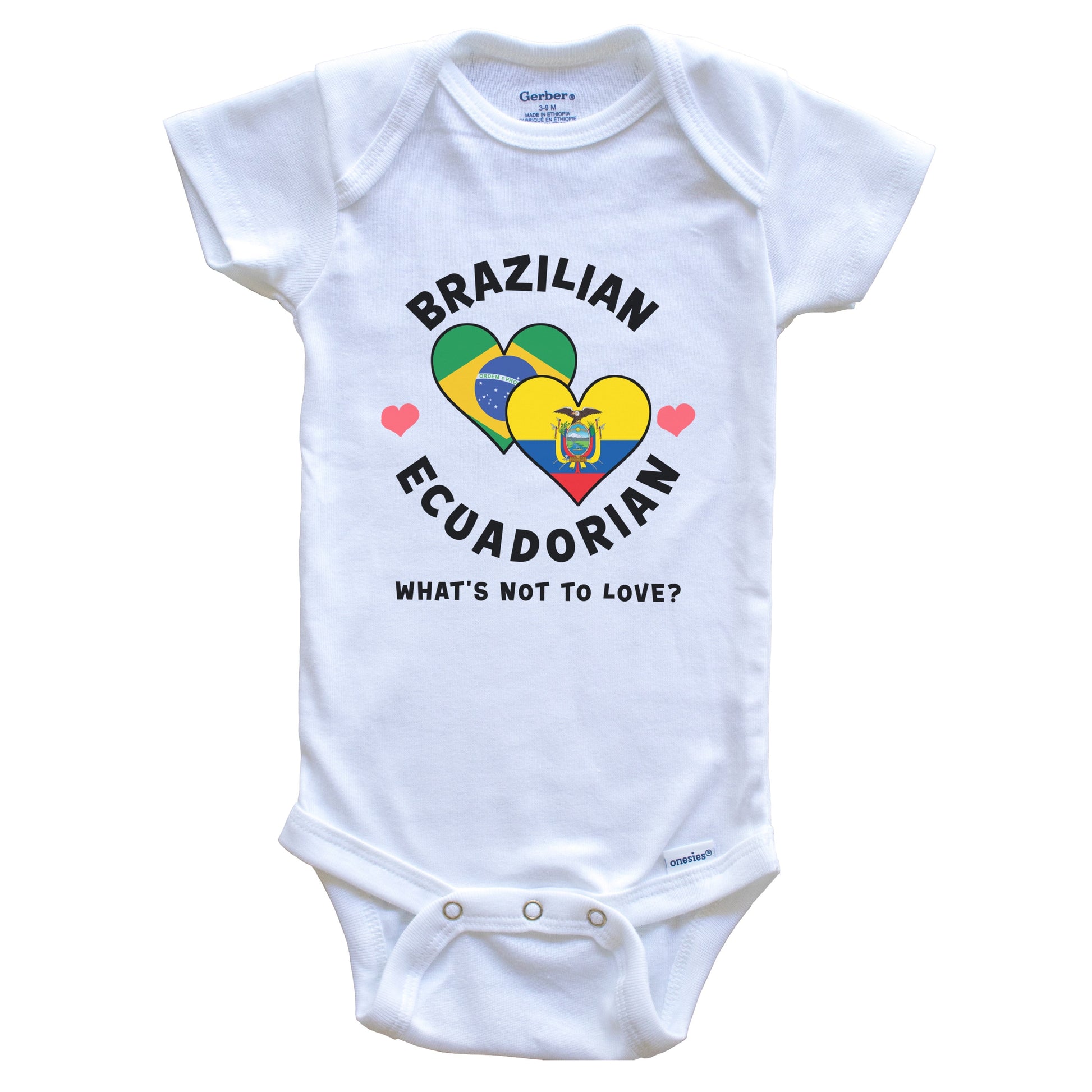 Brazilian Ecuadorian What's Not To Love Heart Flags Baby Bodysuit