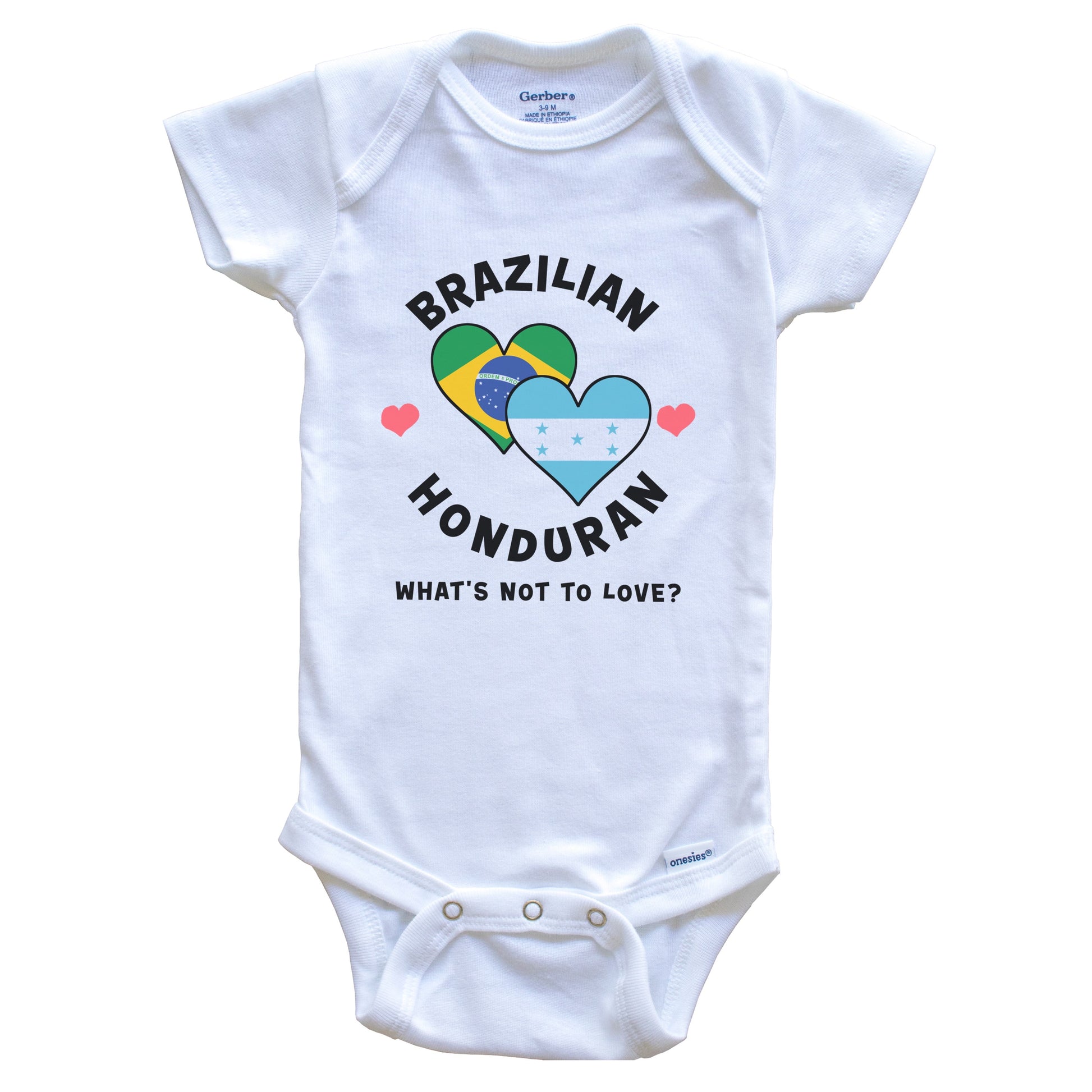 Brazilian Honduran What's Not To Love Heart Flags Baby Bodysuit