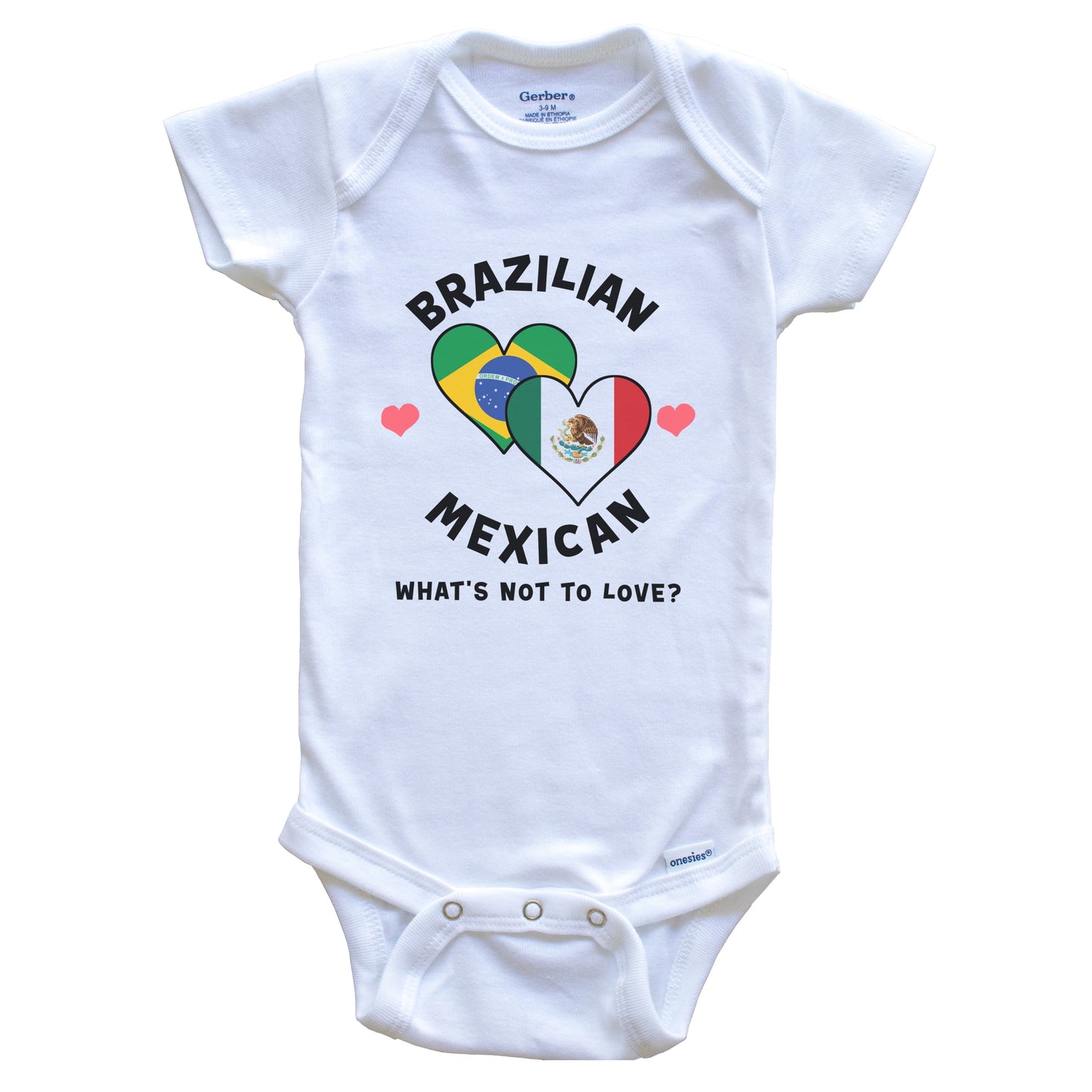 Brazilian Mexican What's Not To Love Heart Flags Baby Bodysuit