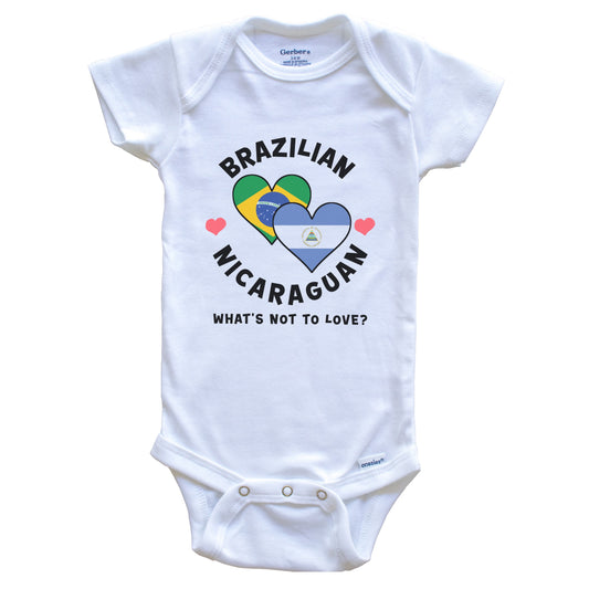 Brazilian Nicaraguan What's Not To Love Heart Flags Baby Bodysuit