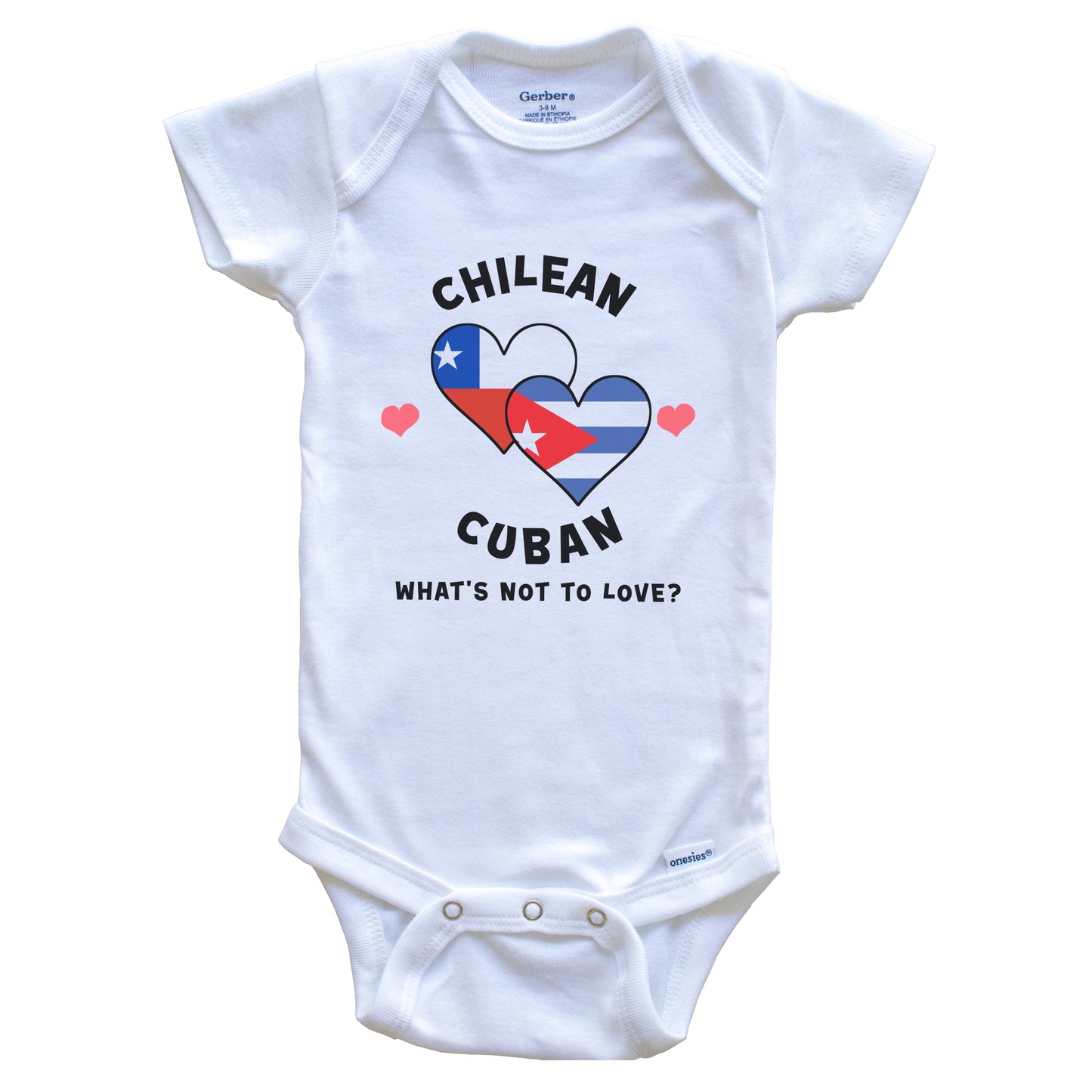 Chilean Cuban What's Not To Love Heart Flags Baby Bodysuit