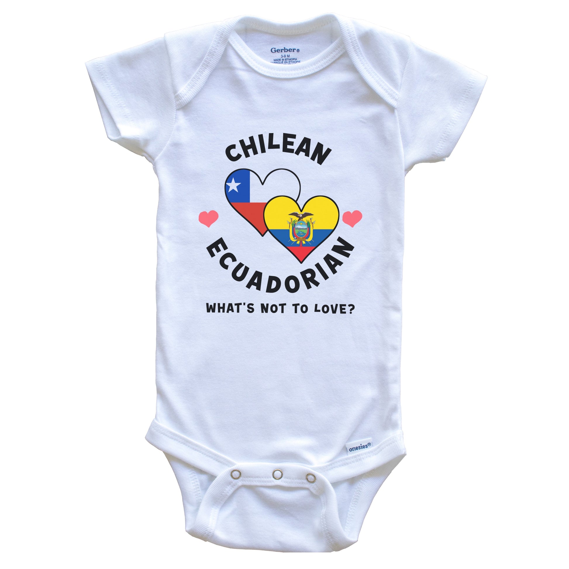 Chilean Ecuadorian What's Not To Love Heart Flags Baby Bodysuit