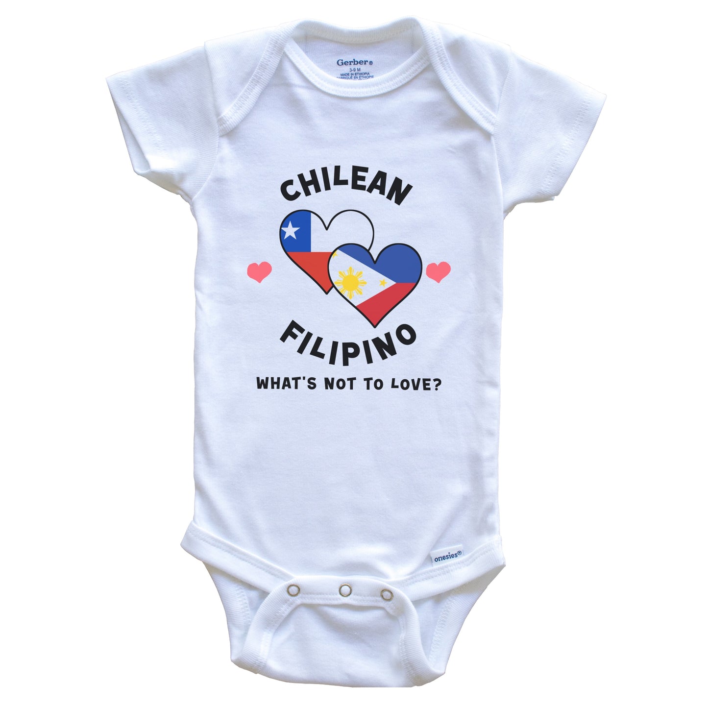 Chilean Filipino What's Not To Love Heart Flags Baby Bodysuit