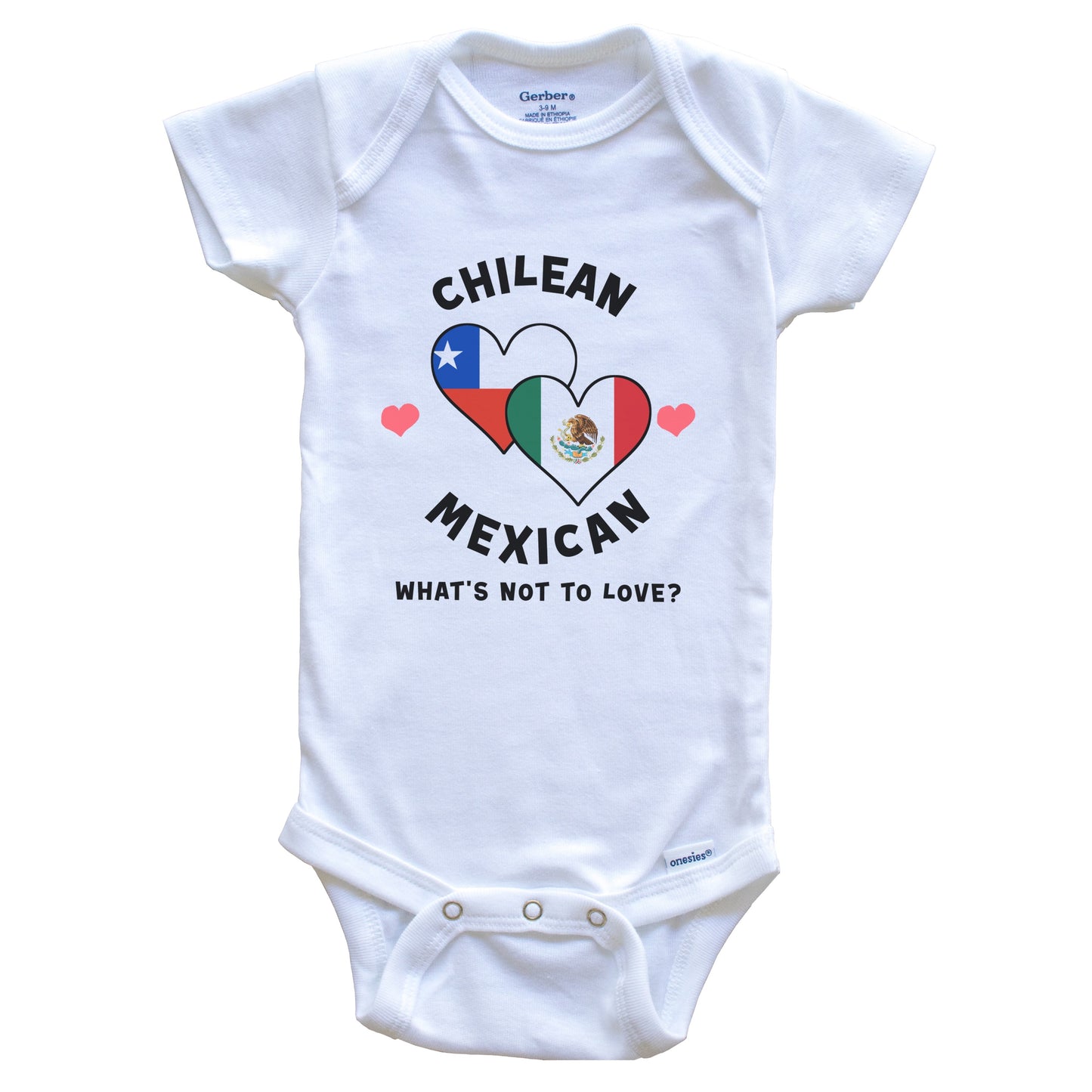 Chilean Mexican What's Not To Love Heart Flags Baby Bodysuit