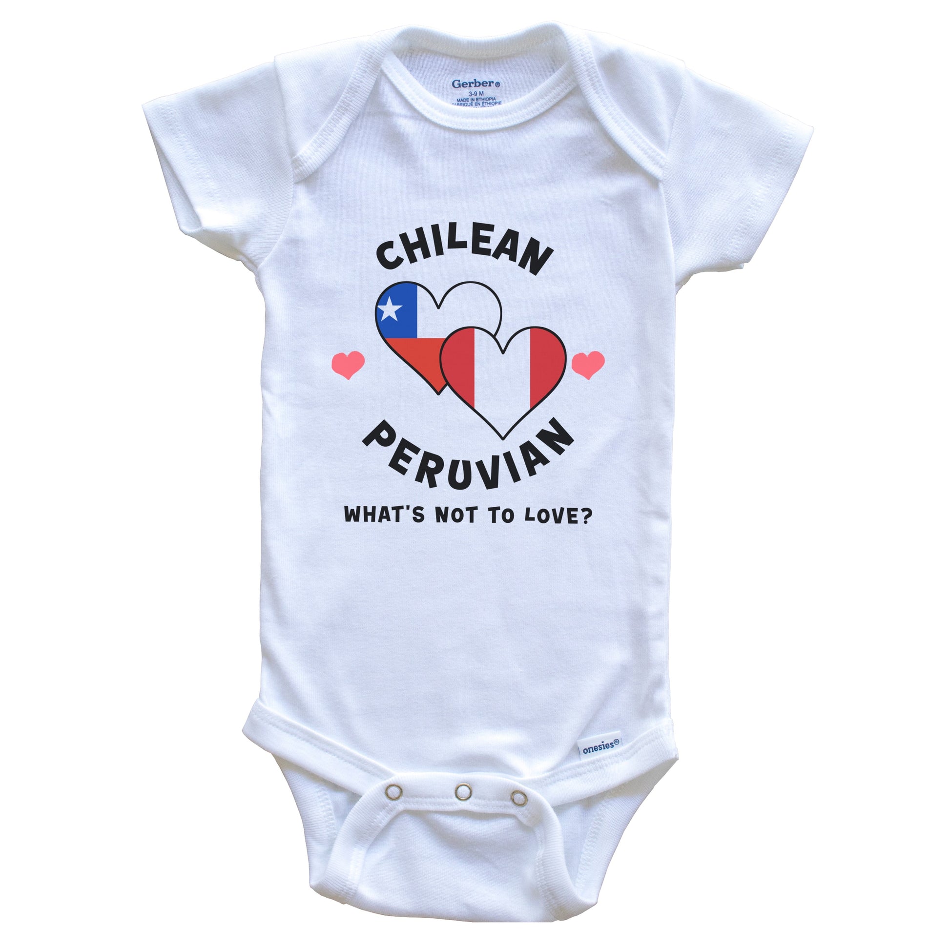 Chilean Peruvian What's Not To Love Heart Flags Baby Bodysuit