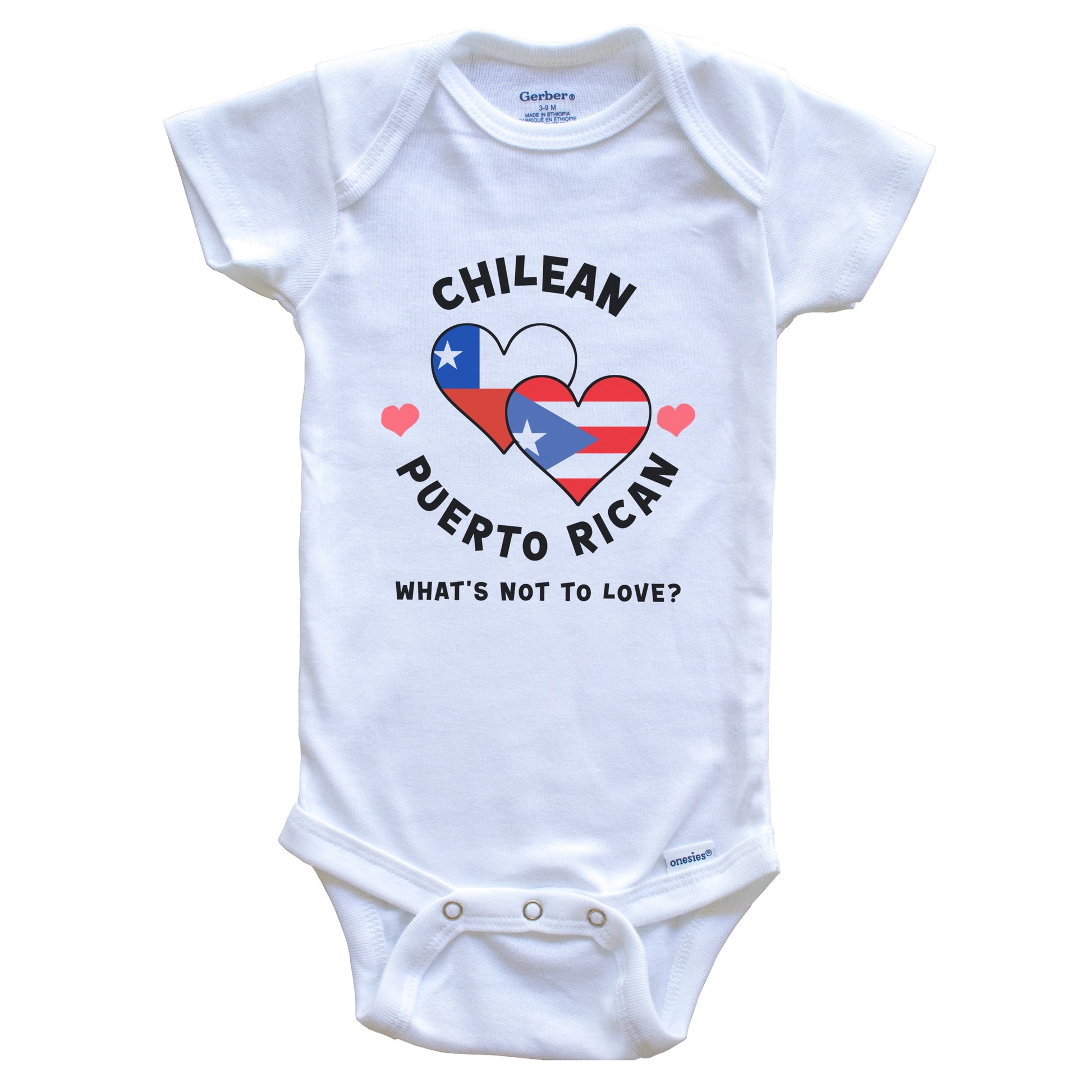 Chilean Puerto Rican What's Not To Love Heart Flags Baby Bodysuit