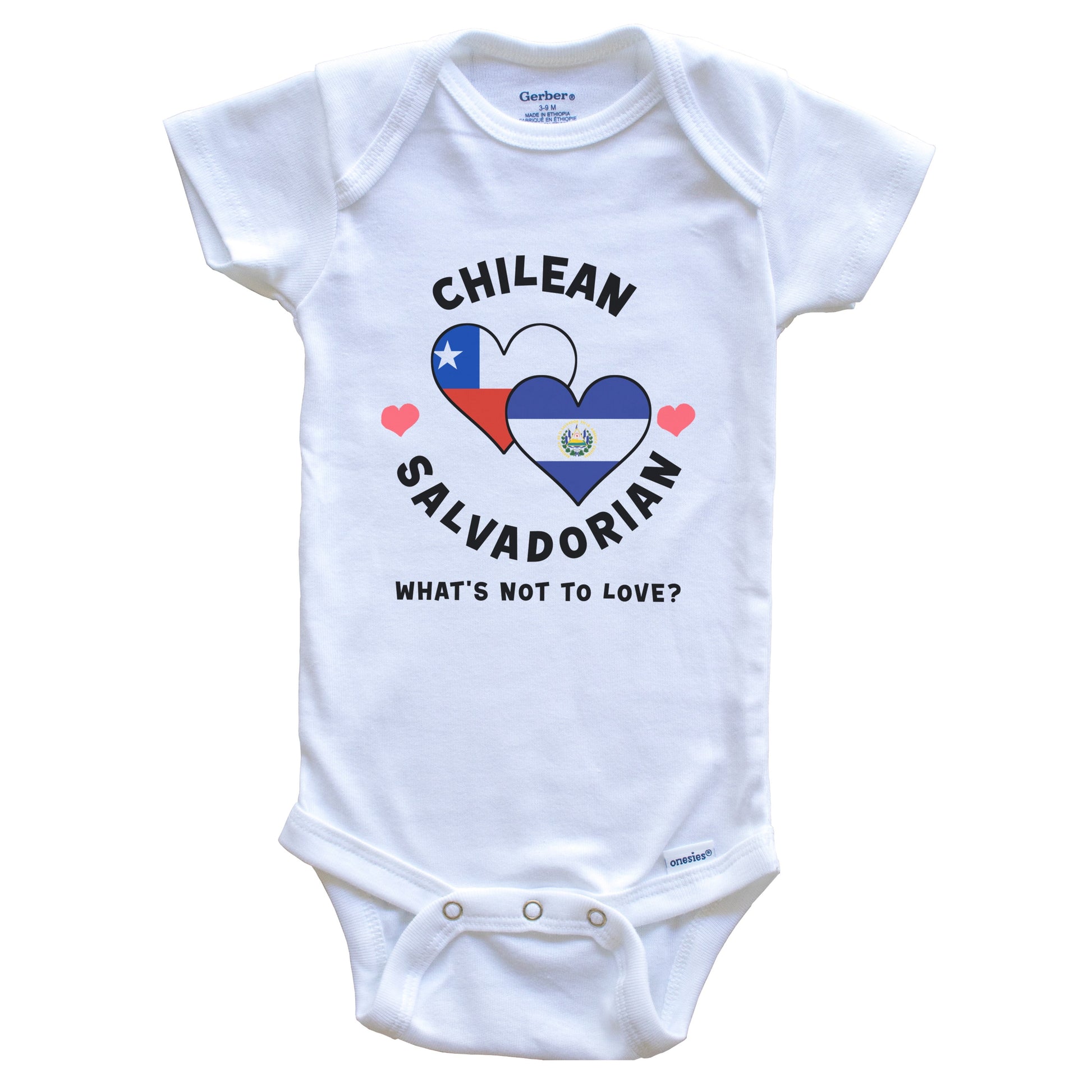 Chilean Salvadorian What's Not To Love Heart Flags Baby Bodysuit