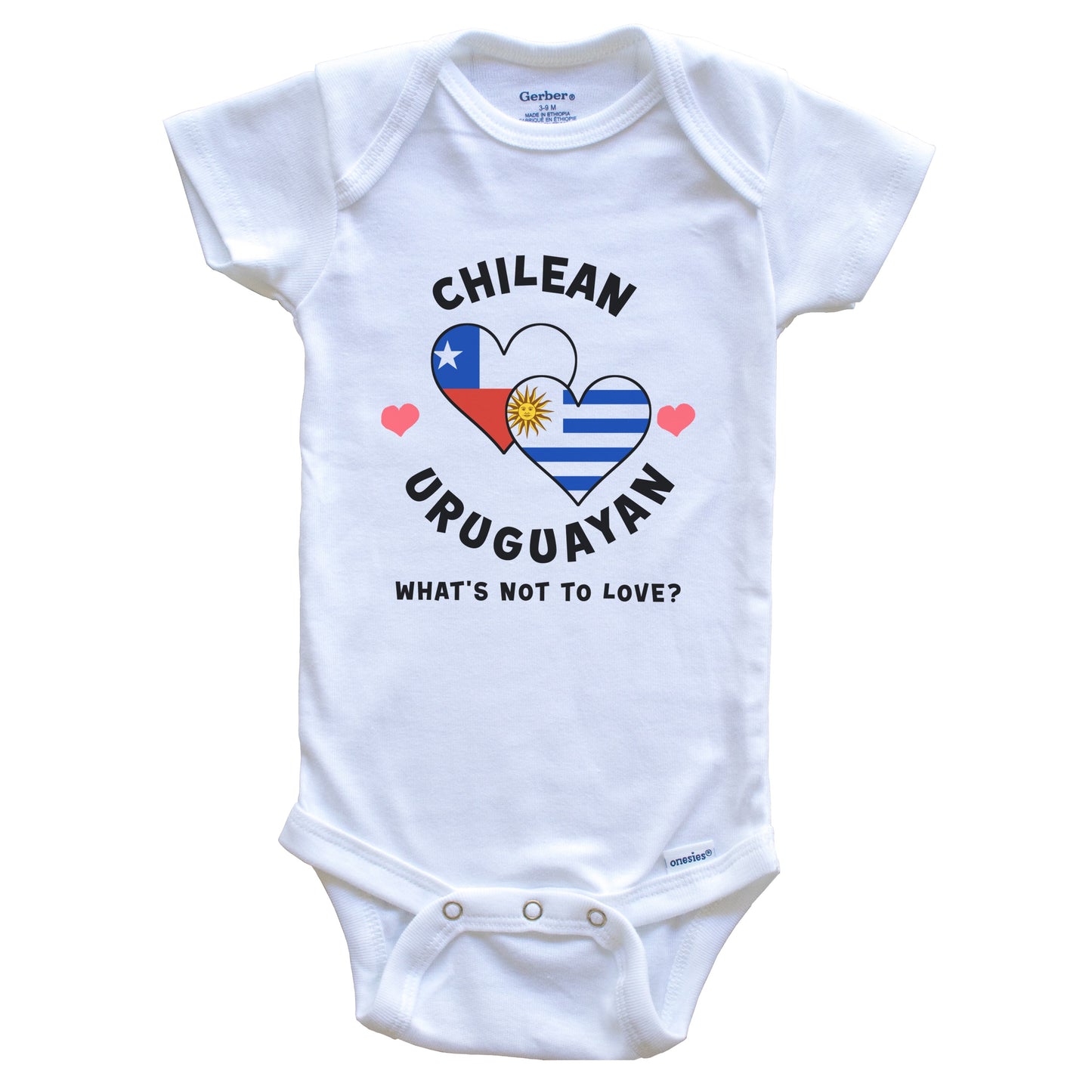 Chilean Uruguayan What's Not To Love Heart Flags Baby Bodysuit