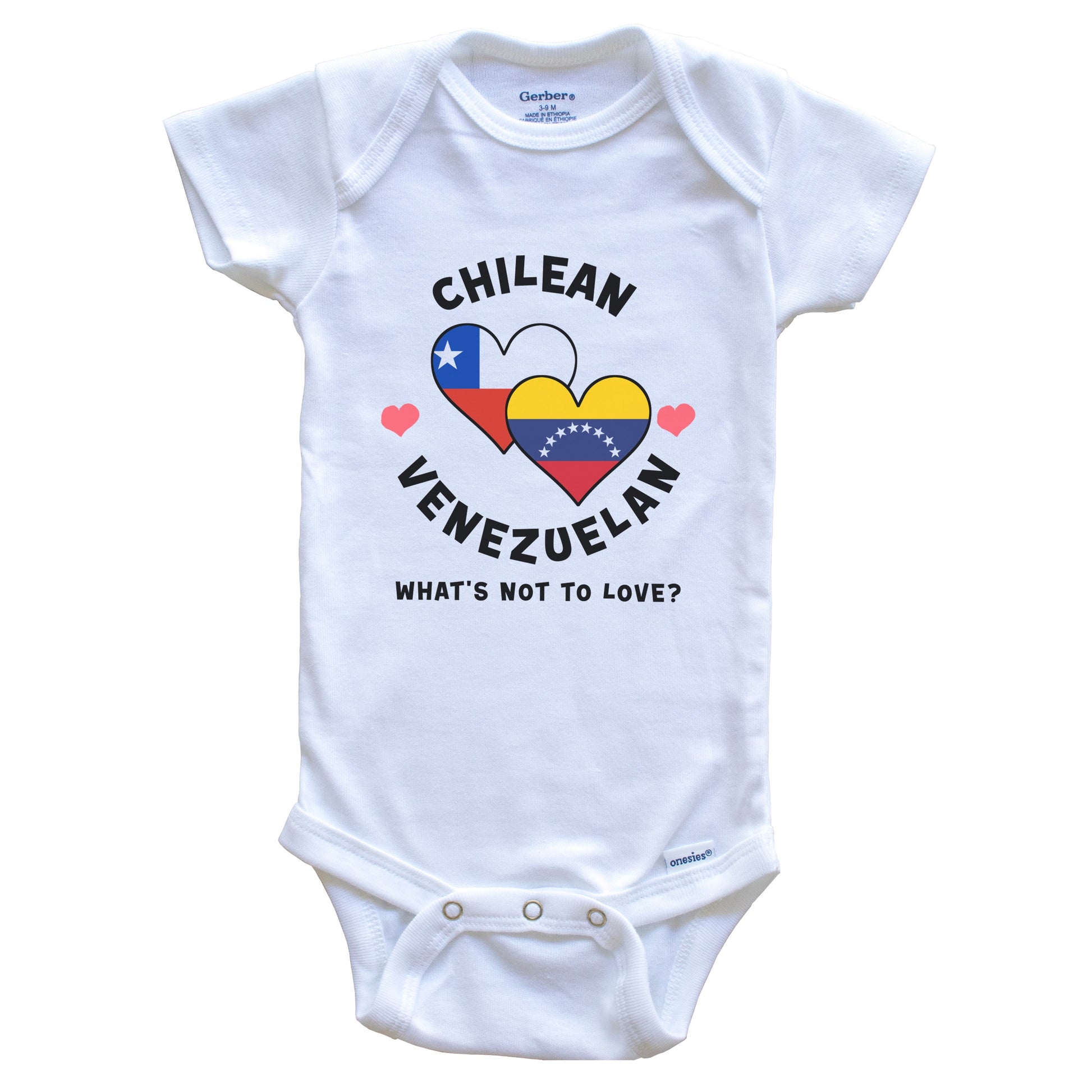 Chilean Venezuelan What's Not To Love Heart Flags Baby Bodysuit