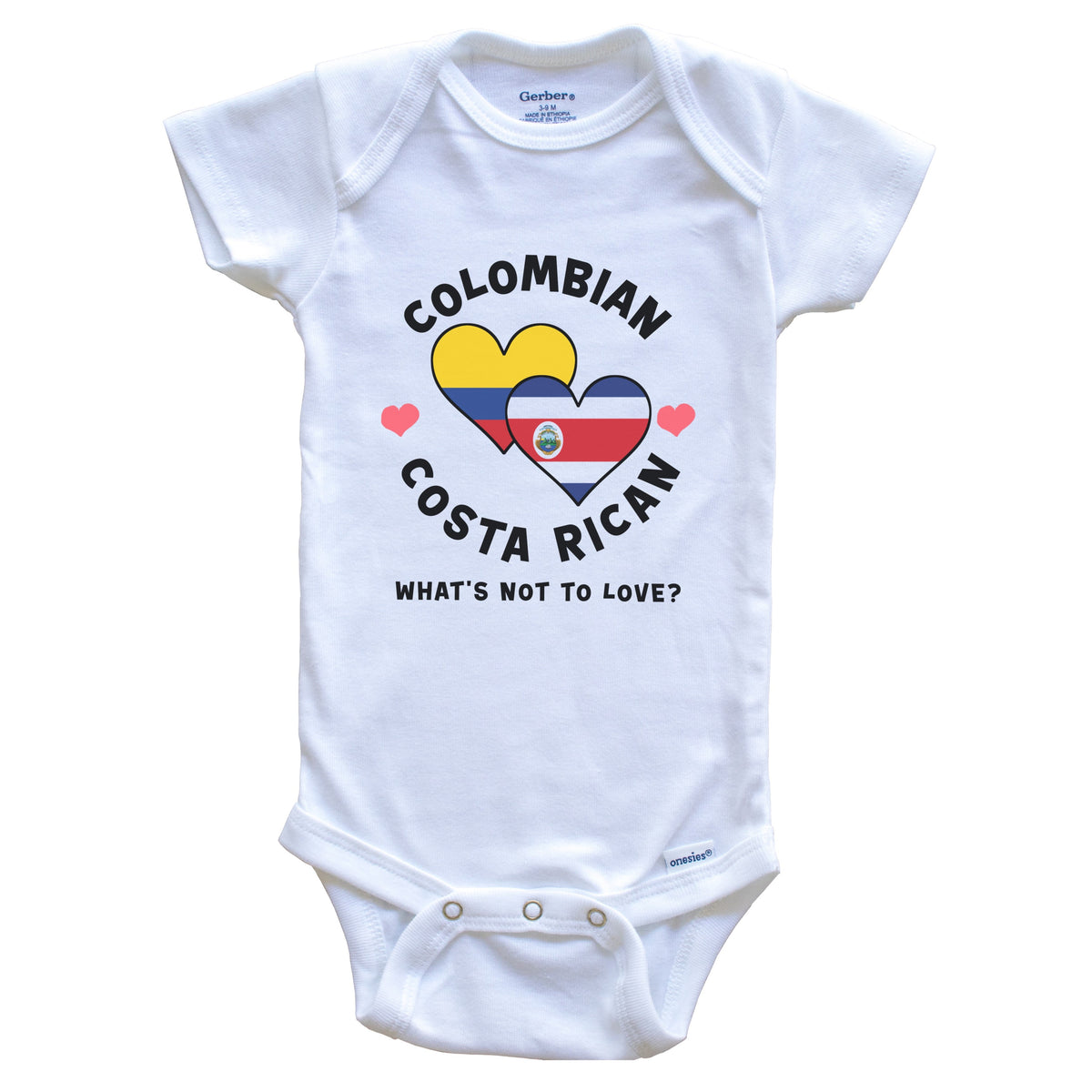 Colombian Costa Rican What's Not To Love Heart Flags Baby Bodysuit