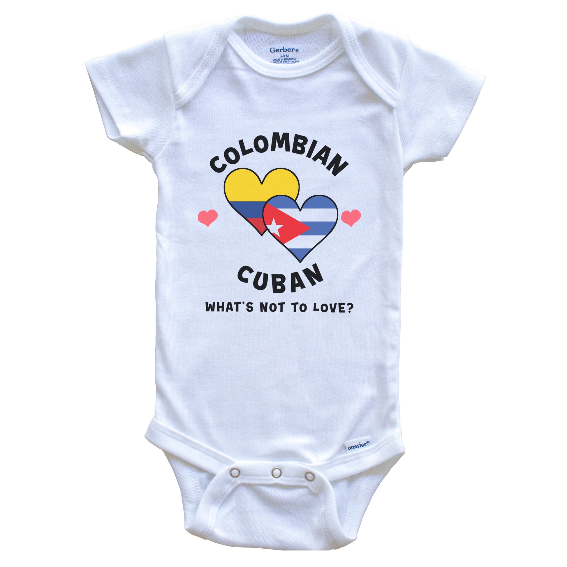 Colombian Cuban What's Not To Love Heart Flags Baby Bodysuit