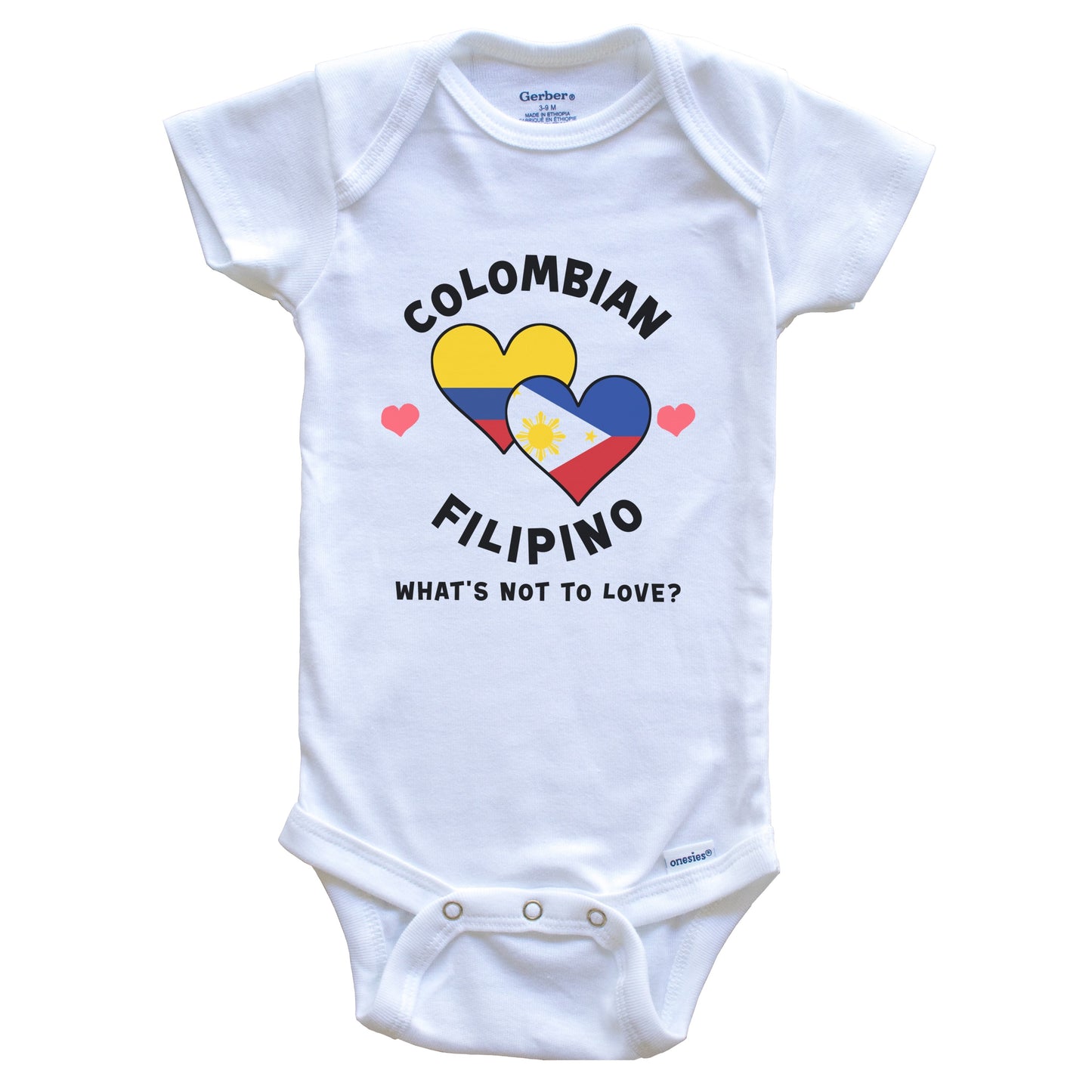 Colombian Filipino What's Not To Love Heart Flags Baby Bodysuit