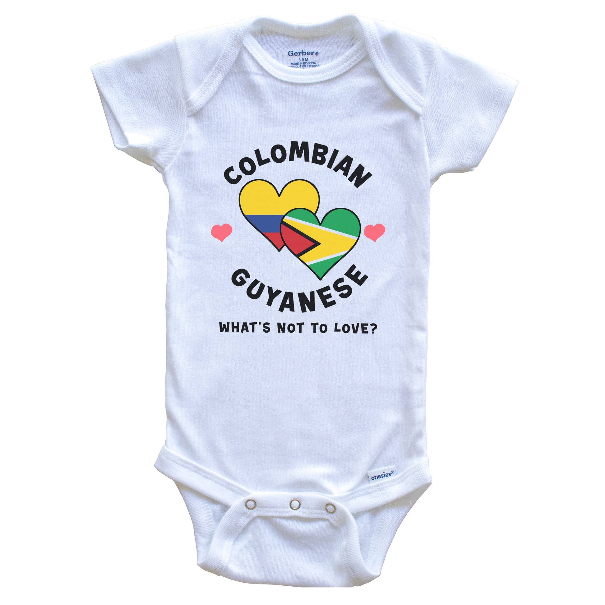 Colombian Guyanese What's Not To Love Heart Flags Baby Bodysuit