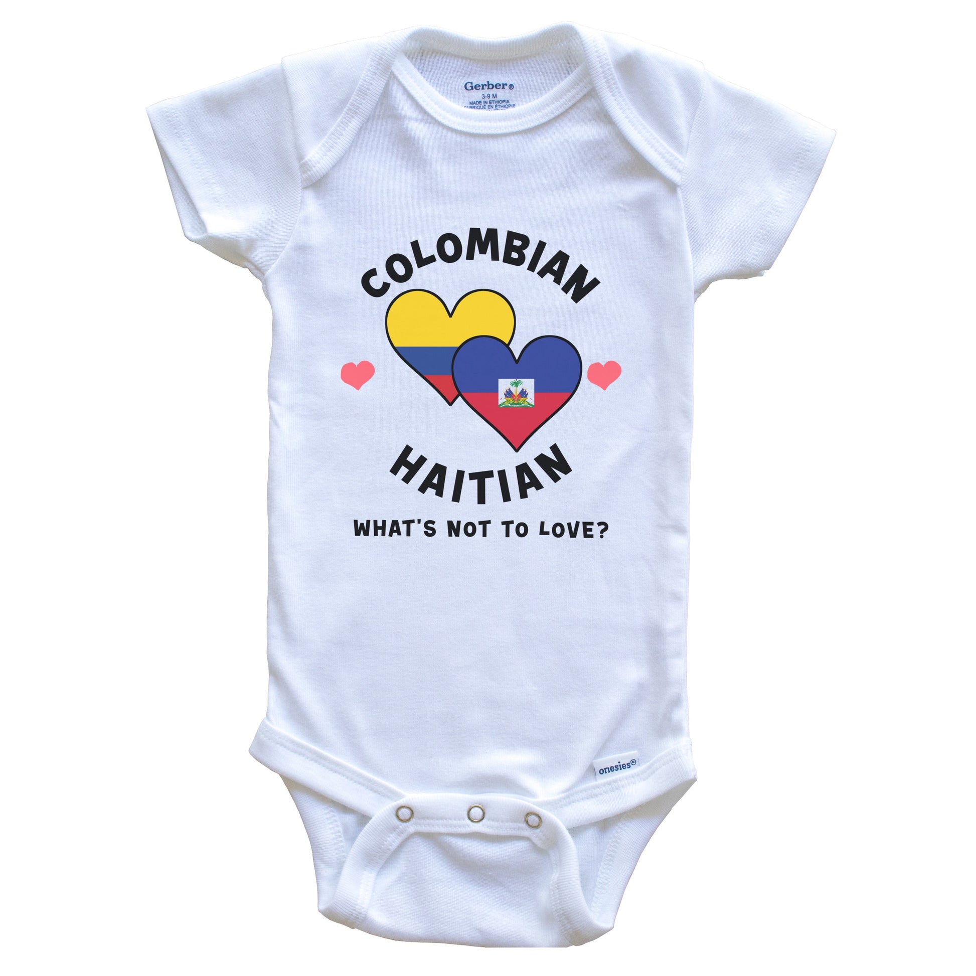 Colombian Haitian What's Not To Love Heart Flags Baby Bodysuit