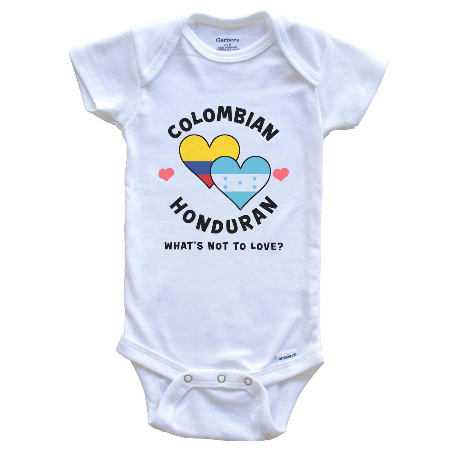 Colombian Honduran What's Not To Love Heart Flags Baby Bodysuit